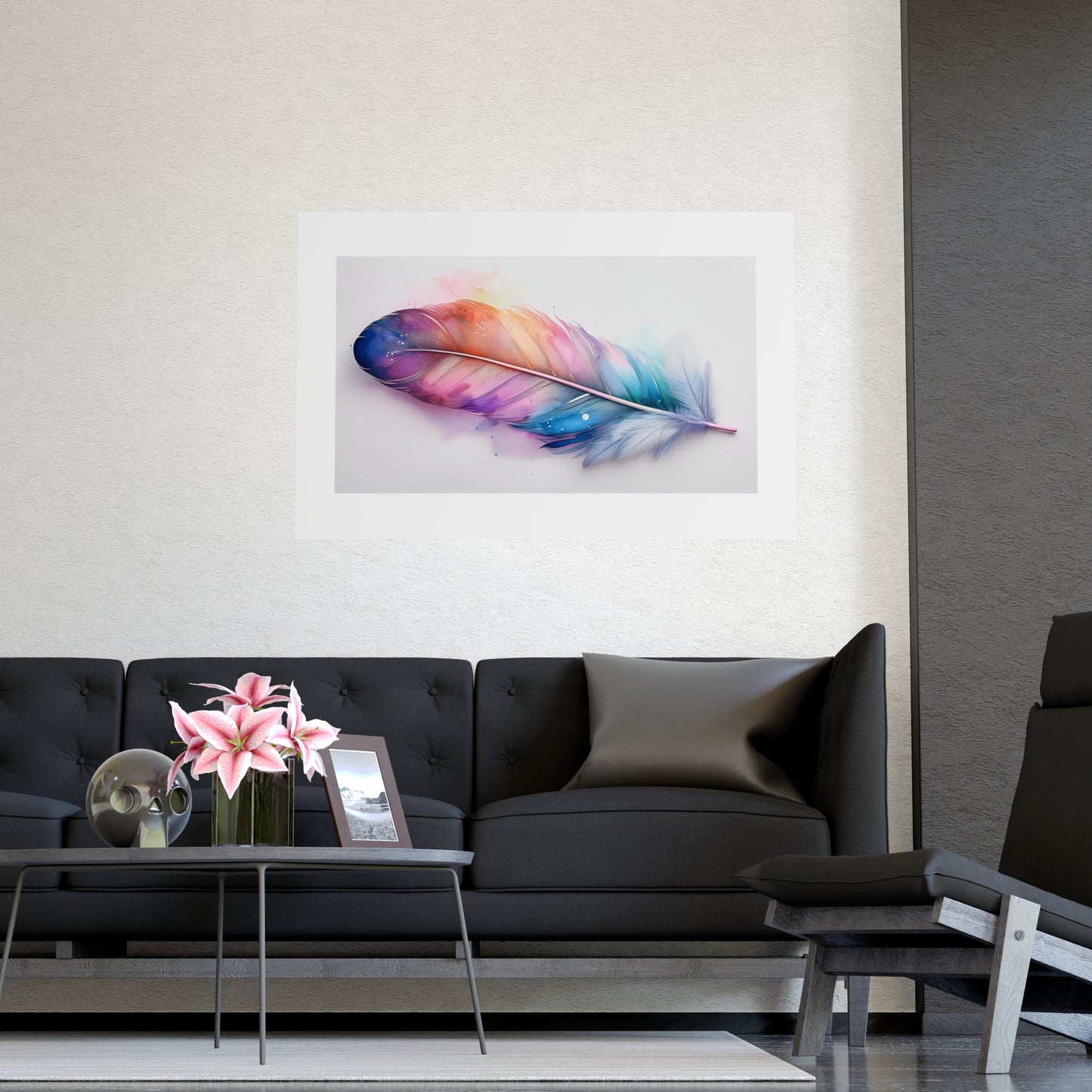 Vibrant Rainbow Feather Watercolor Print - 2 | Elegant Wall Art & Prints | Unique Home Decor | Wall Print | Wall Art