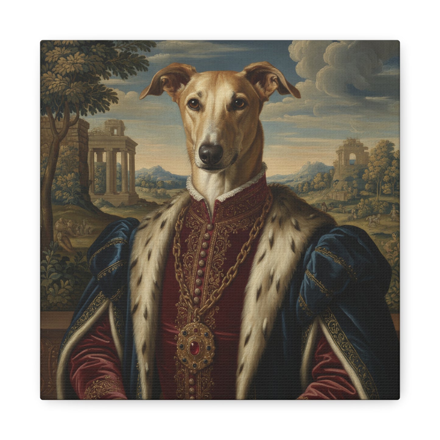 Azawakh Renaissance Portrait Canvas, Pet Lovers Decor, Animal Art Print, Dog Owner Gift, Custom Pet Artwork, Home Wall Art