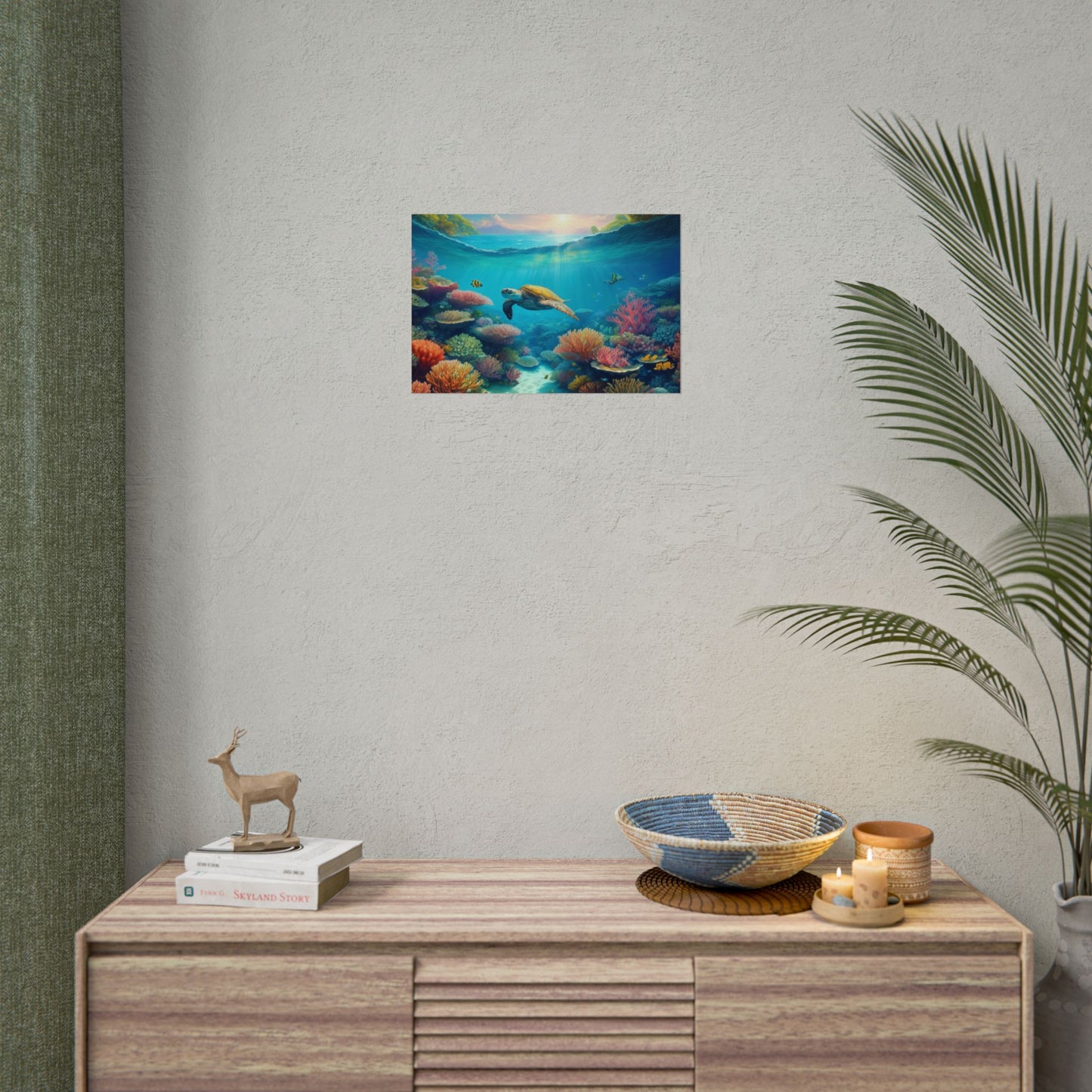 Turtle in the Great Barrier Reef Australia Coastal Print | Style 1 | Wall Art | Wall Print