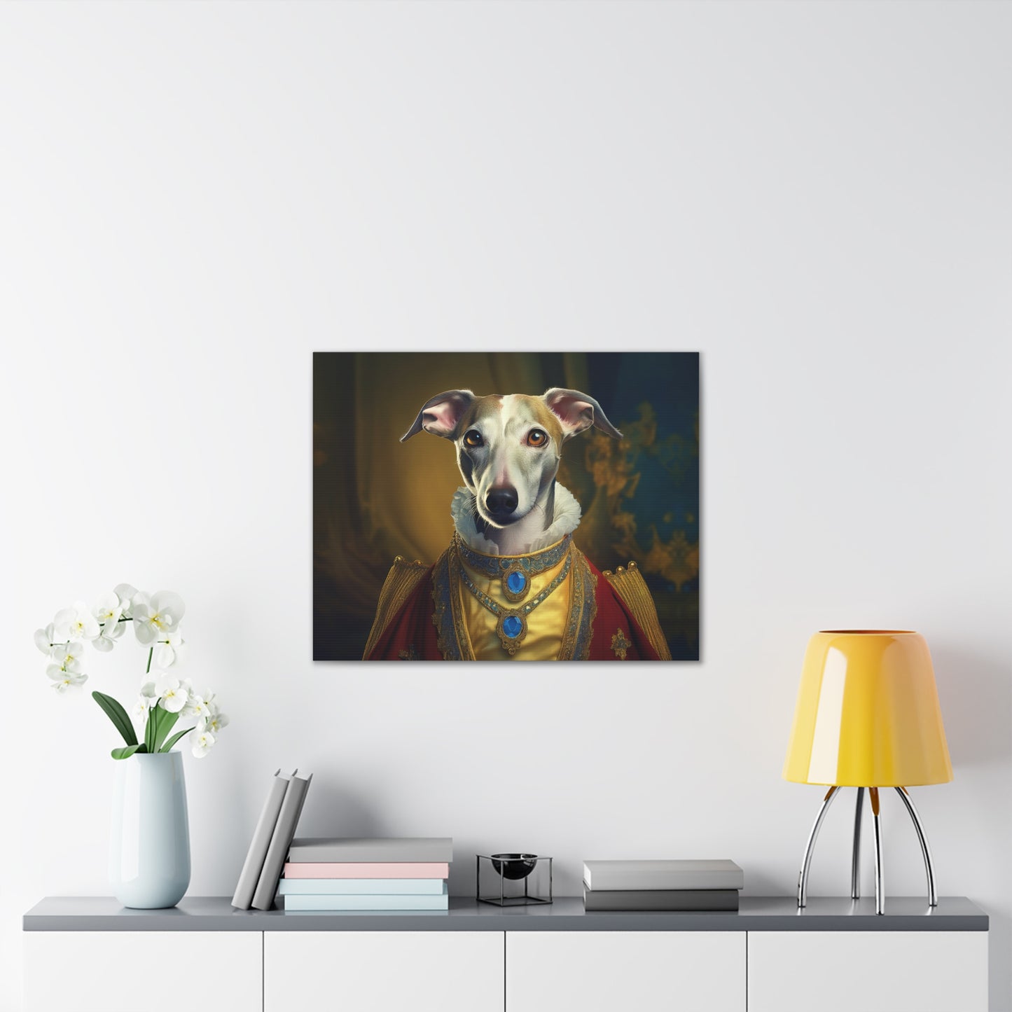 Whippet Pet Portrait Renaissance Print - Canvas, wall art, wall print, dog portrait, dog art