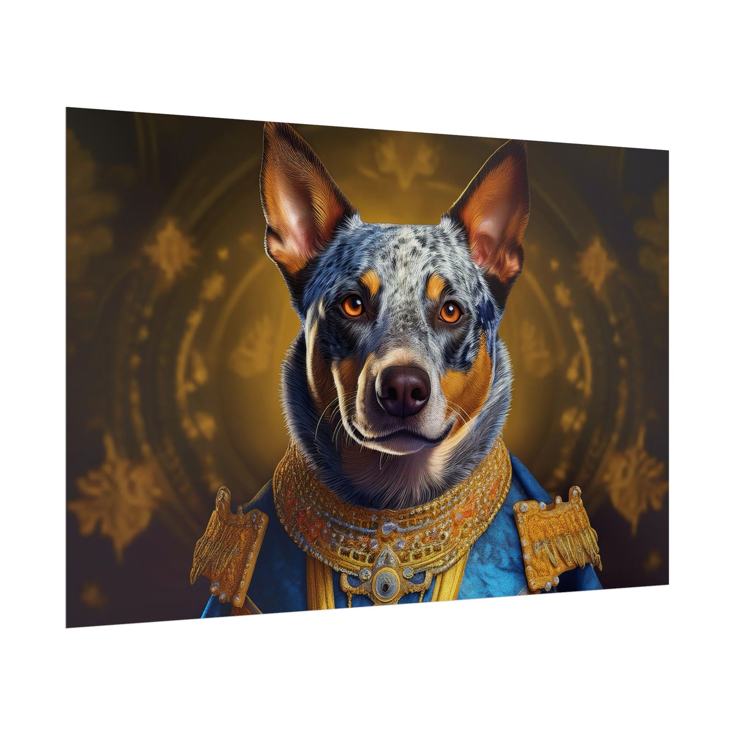 Australian Cattle Dog Renaissance Dog Portrait Wall Art | Art Print | Wall Decor Gift, Animal Lover Home Decor, Dog Wall Art