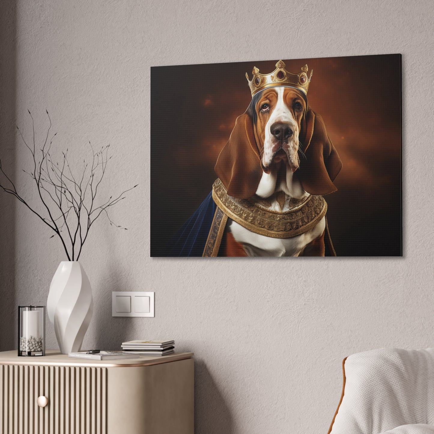 Basset Hound Renaissance Pet Portrait on Canvas | Wall art | wall print | Dog Art