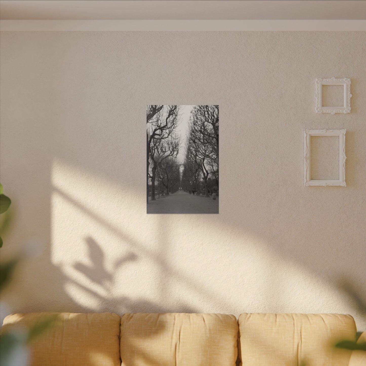 Paris Pathway Canvas Art Print - Black and White Tree Wall Print | Wall Art | Wall Print