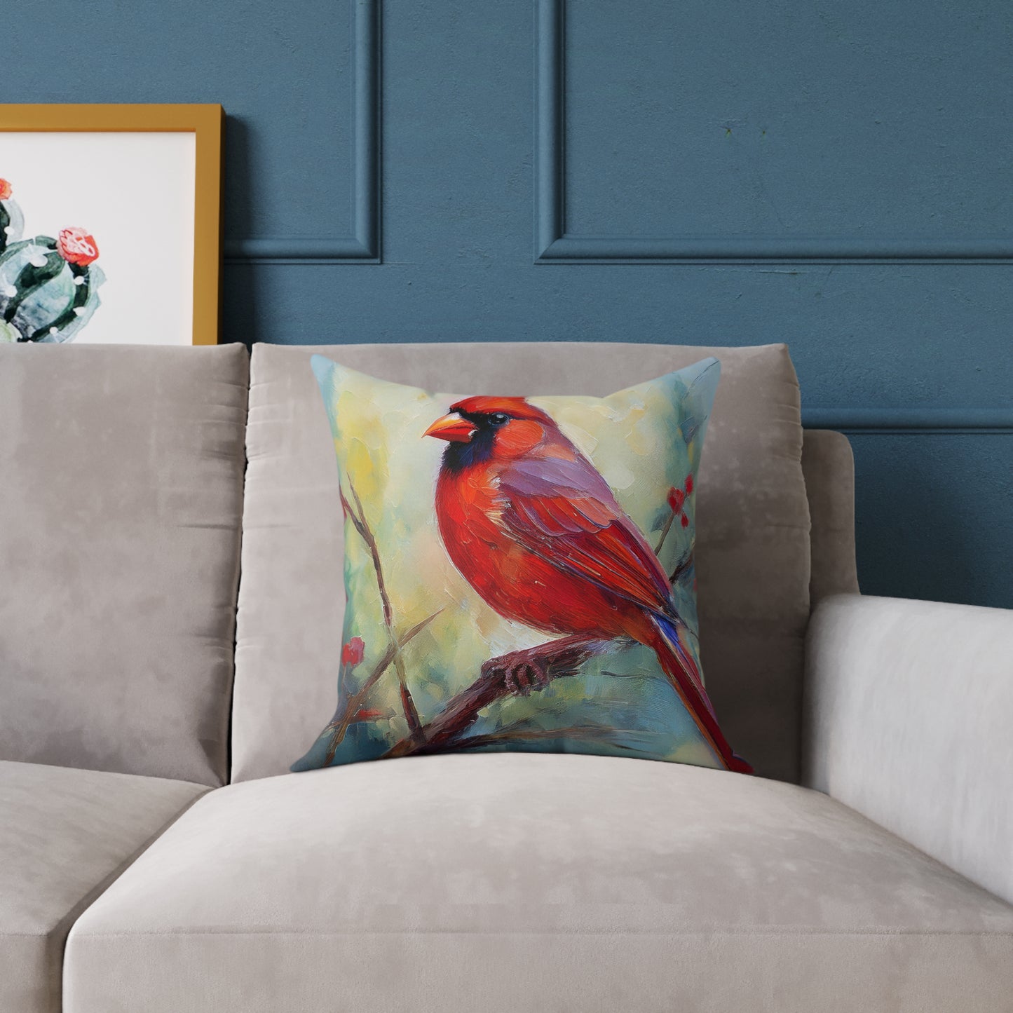 Vibrant Red Cardinal Pillow, Nature Decor, Home Accent, Gift for Bird Lovers, Cozy Living Room Cushion