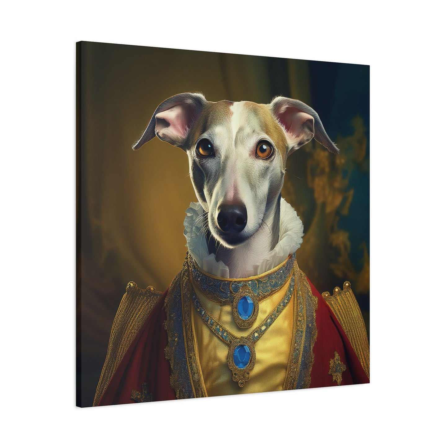 Whippet Renaissance Pet Portrait Print - Canvas, wall art, wall print, dog portrait, dog art