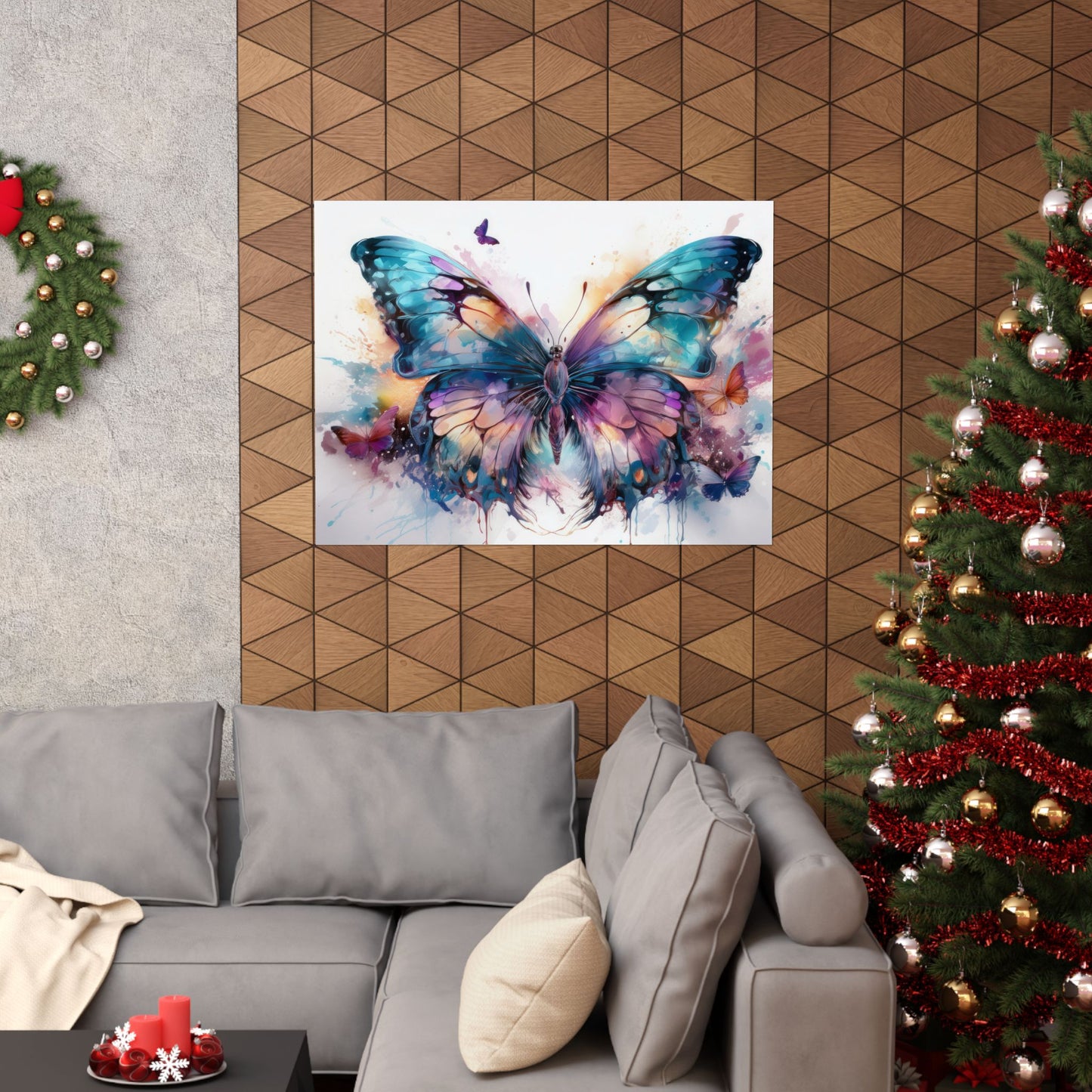 Teal, Orange & Purple Butterfly Alcohol Ink Wall Art | Butterfly wall art | Wall Art | Wall Print