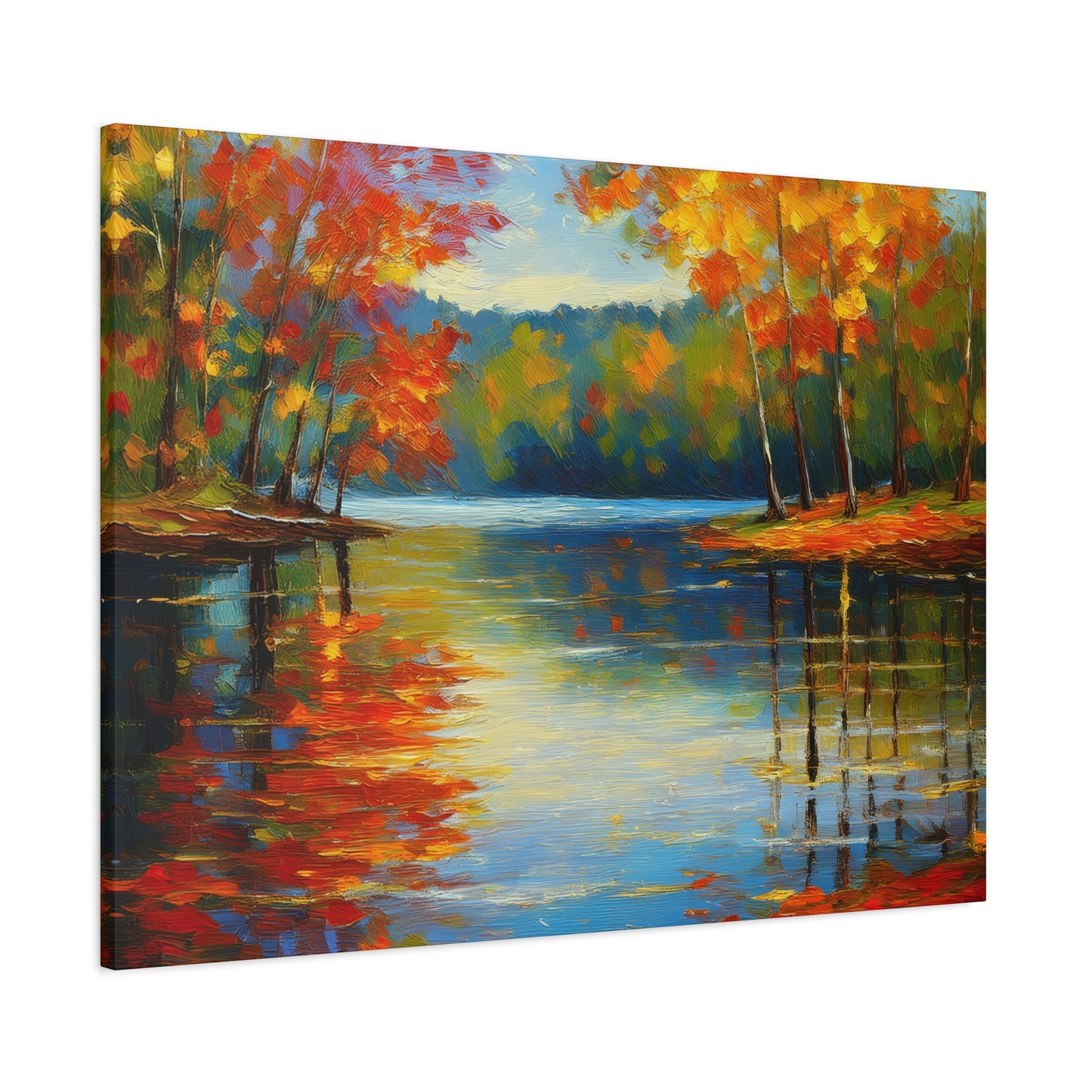 Fall Changing Leaves on a Lake Canvas Print | Style 2 | Wall Art | Wall Print | Fall Decor