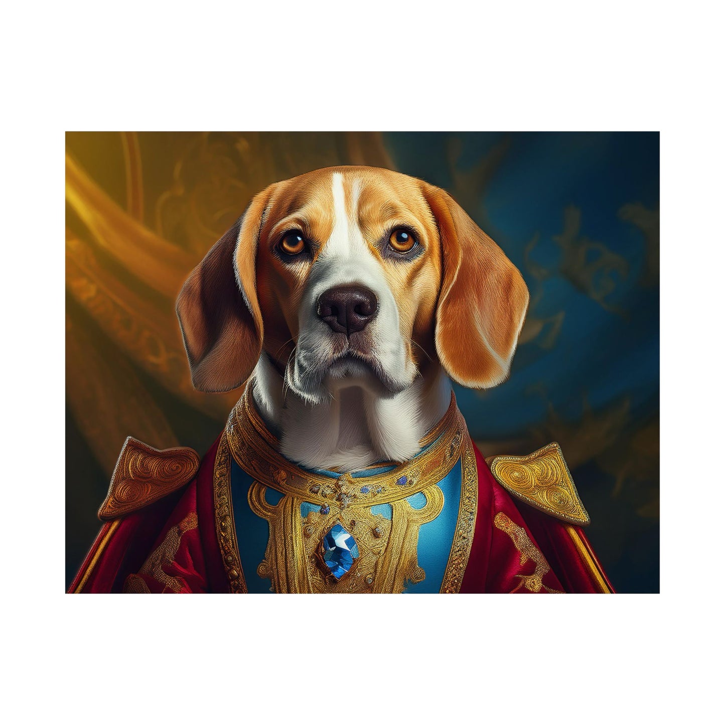Beagle Renaissance Dog Portrait Art Print, Wall Decor Gift, Wall Prints, Wall Art
