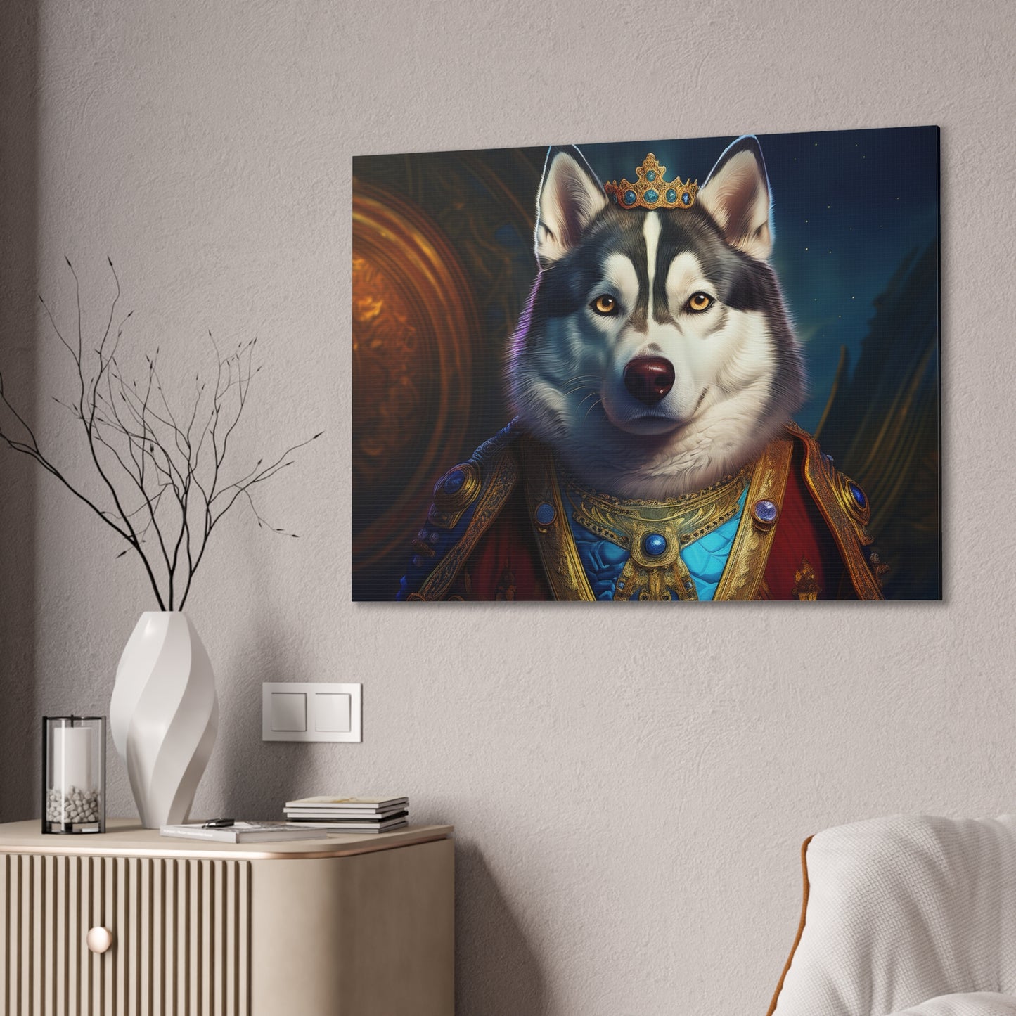 Siberian Husky Renaissance Pet Portrait on Canvas, wall art, wall print, dog portrait, dog art