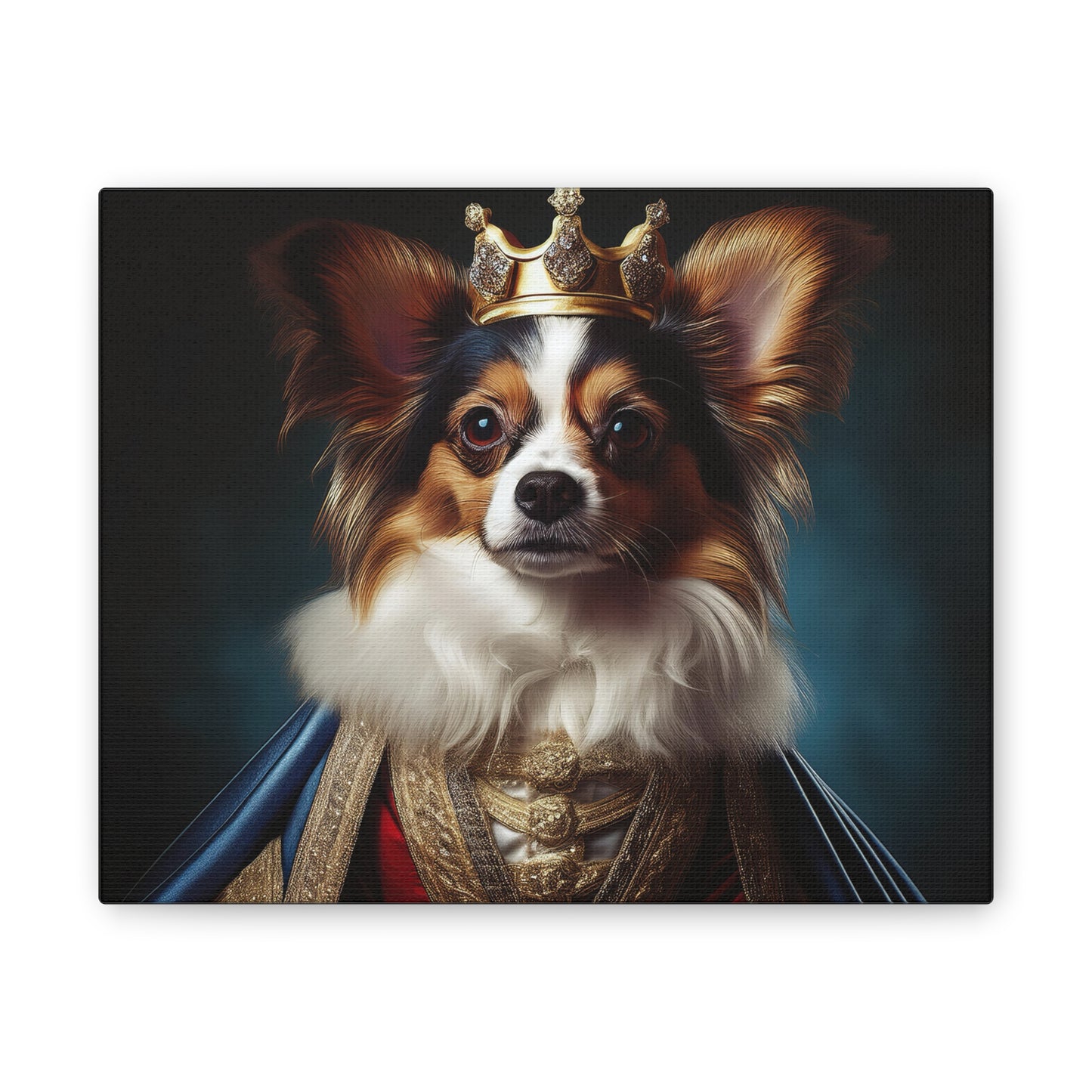 Papillon Pet Portrait Renaissance on Canvas, wall art, wall print, dog portrait, dog art