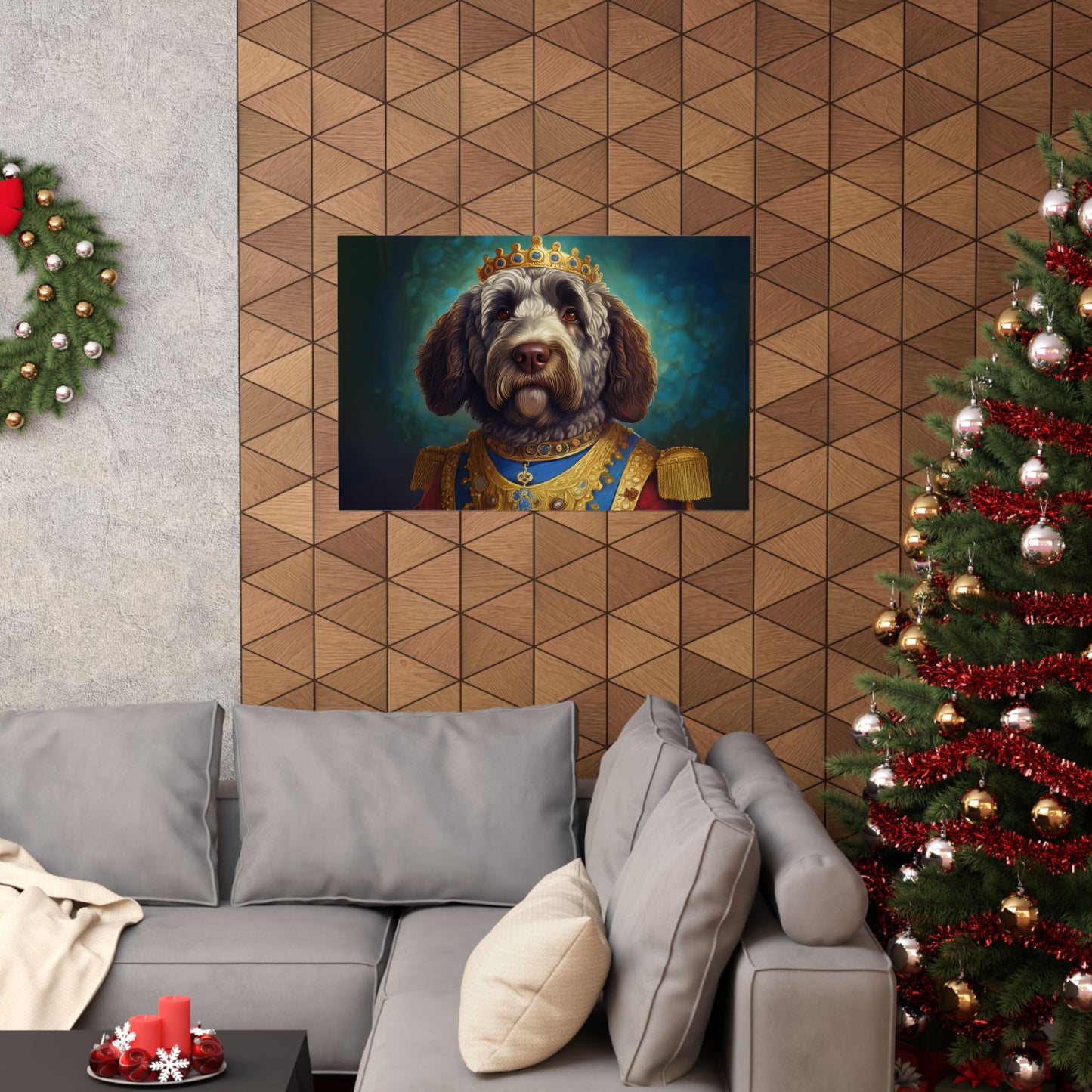 Portuguese Water Dog Renaissance Portrait Art Print, Wall Decor Gift, Animal Lover Home Decor, Dog Wall Art