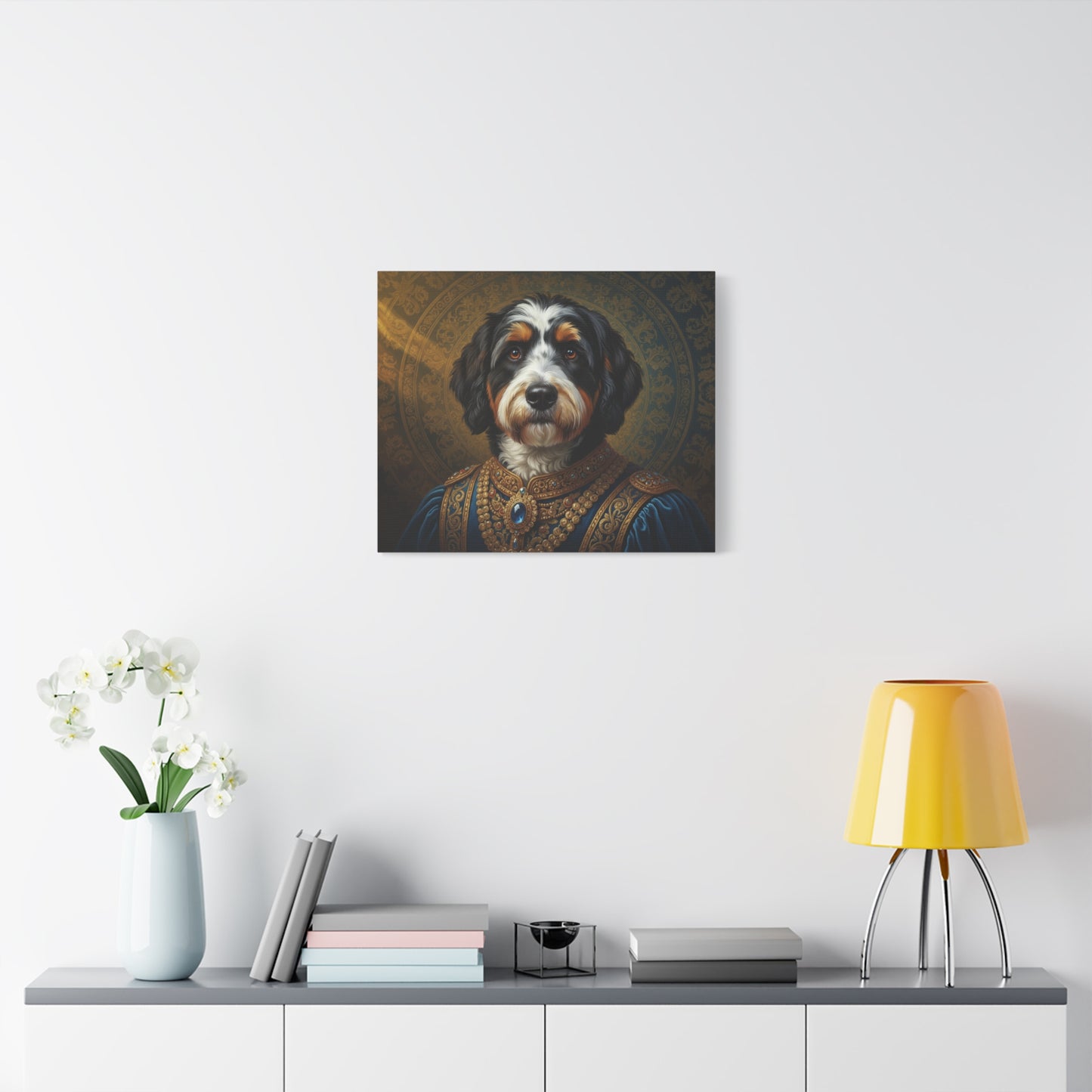Bernedoodle Renaissance Dog Portrait Canvas Art, Pet Portrait Wall Decor, Animal Lover Gift, Home Decoration, Unique Dog Artwork
