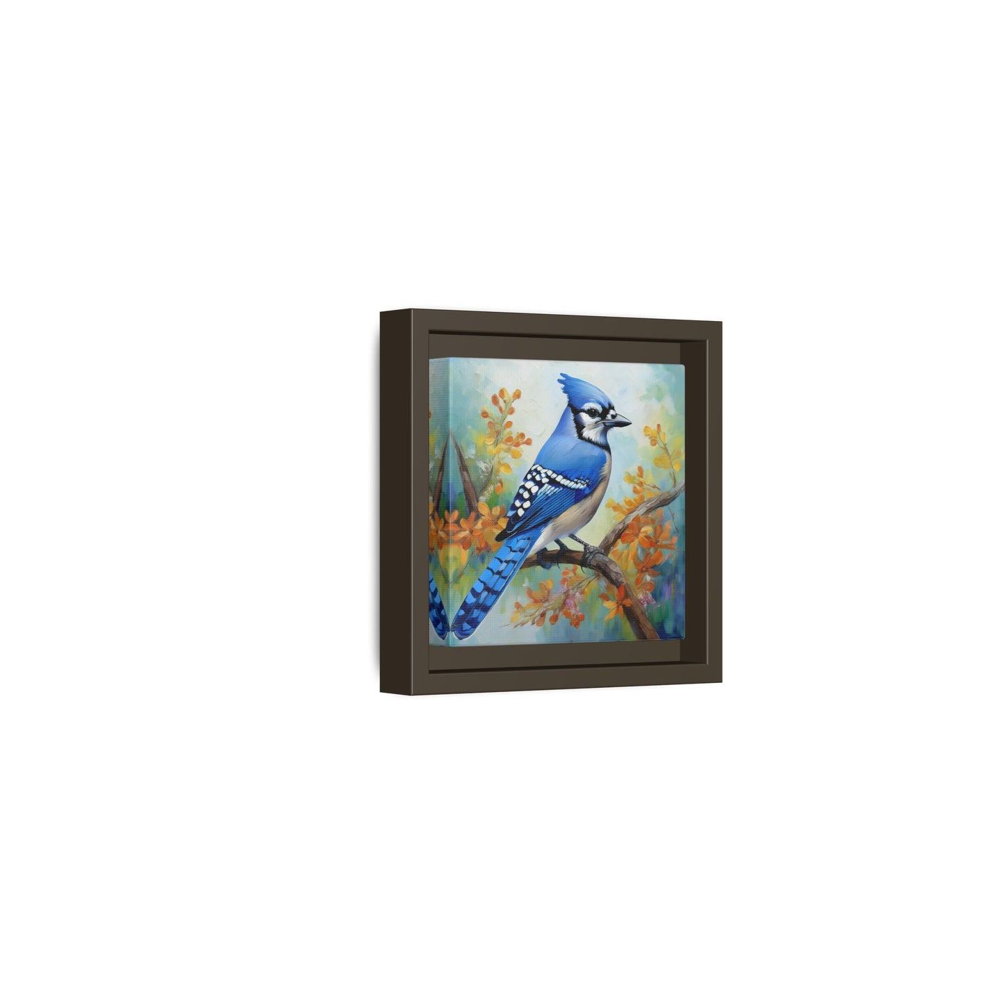 Blue Jay Bird Oil Painting Framed Canvas for Bird Lovers Home Decor, Indoor Wall Art, Wall Print, Bird Art, Living Room Wall Art