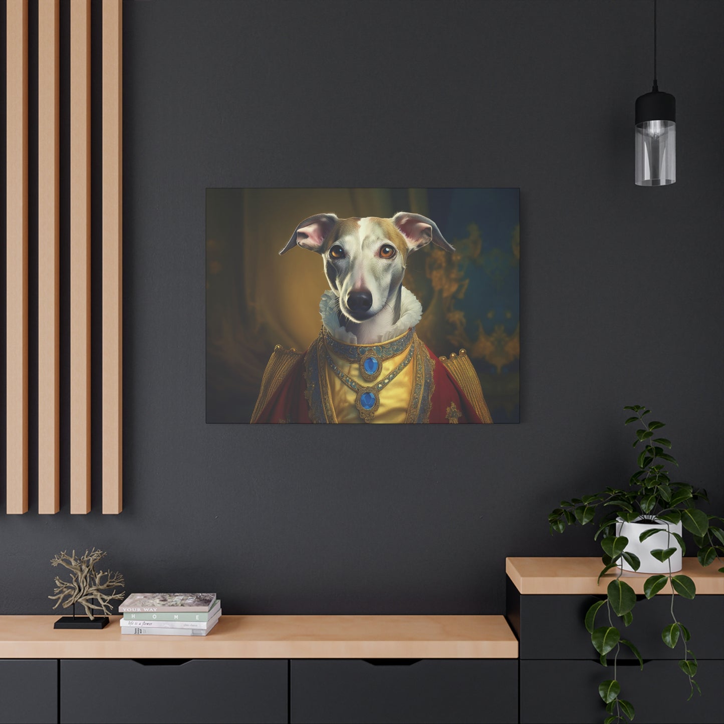 Whippet Renaissance Pet Portrait Print - Canvas, wall art, wall print, dog portrait, dog art