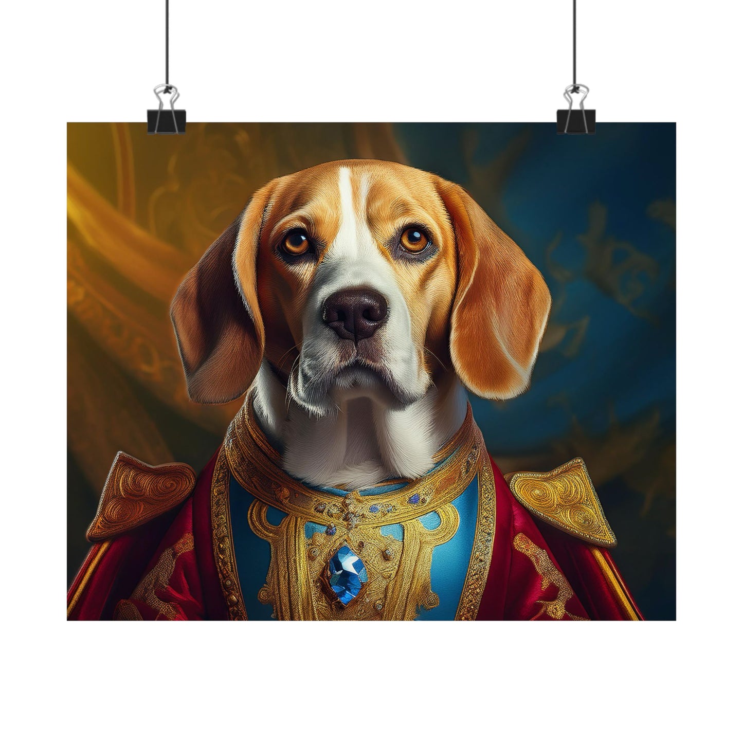 Beagle Renaissance Dog Portrait Art Print, Wall Decor Gift, Wall Prints, Wall Art
