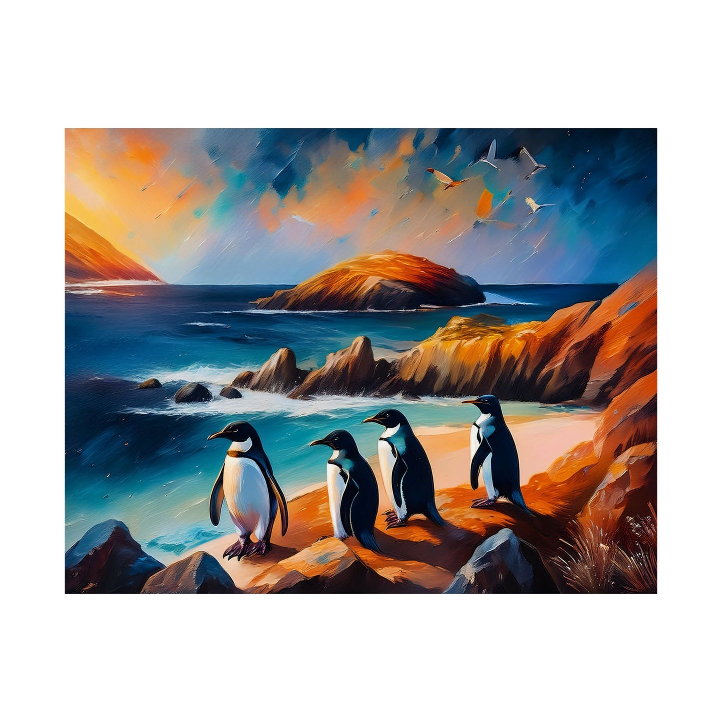 Phillip Island Little Penguins Australia Wall Art | Vibrant Wall Print | Unique Painting Print | Style 2 | Wall Art | Wall Print