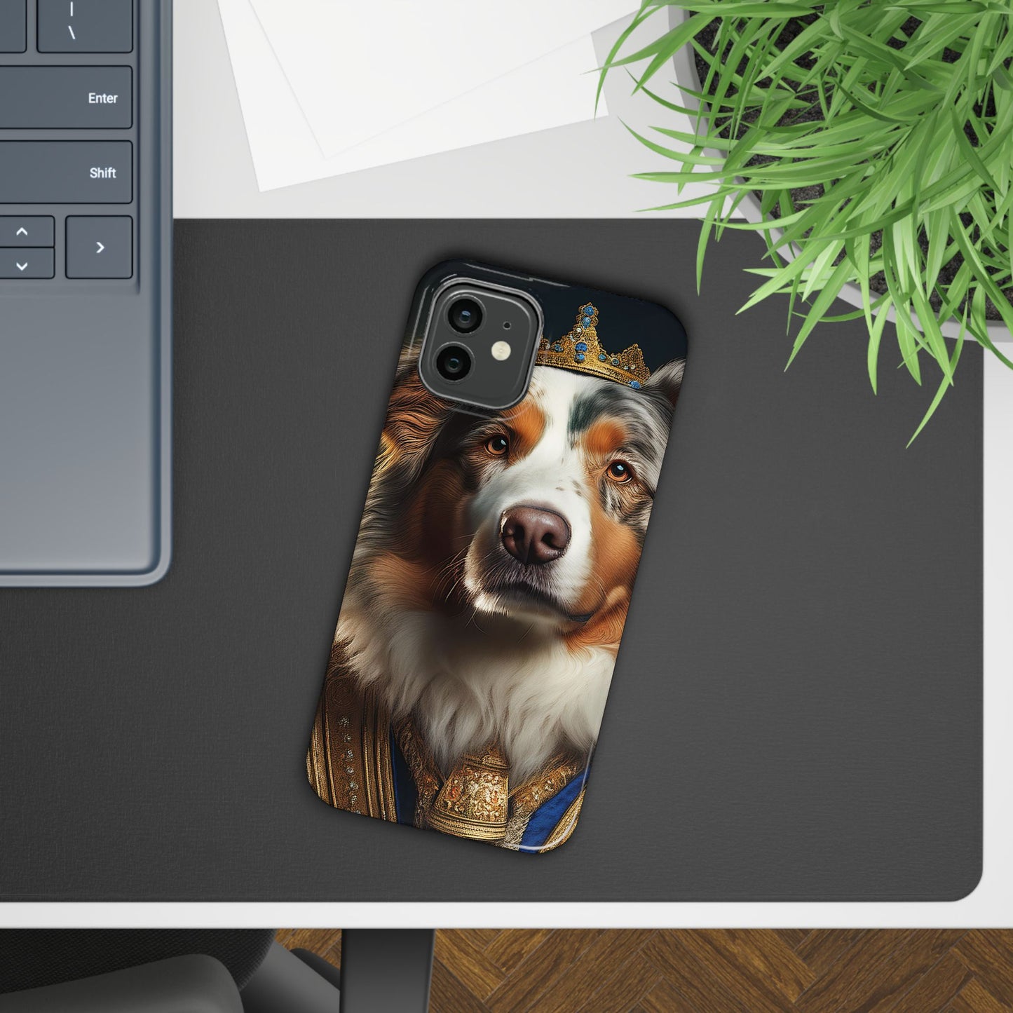 Australian Shepherd Renaissance Dog Portrait Slim Phone Case
