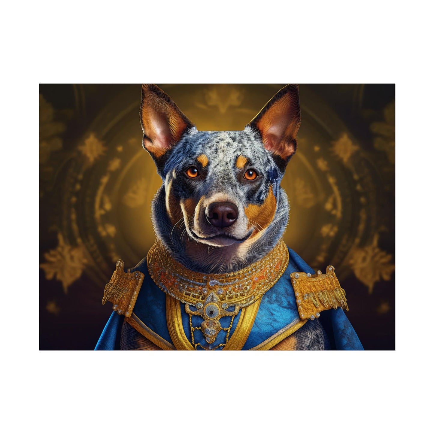 Australian Cattle Dog Renaissance Dog Portrait Wall Art | Art Print | Wall Decor Gift, Animal Lover Home Decor, Dog Wall Art
