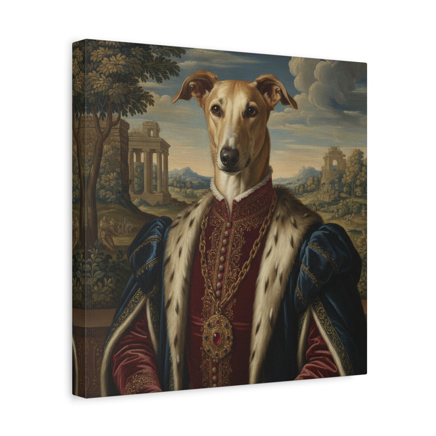 Azawakh Renaissance Portrait Canvas, Pet Lovers Decor, Animal Art Print, Dog Owner Gift, Custom Pet Artwork, Home Wall Art