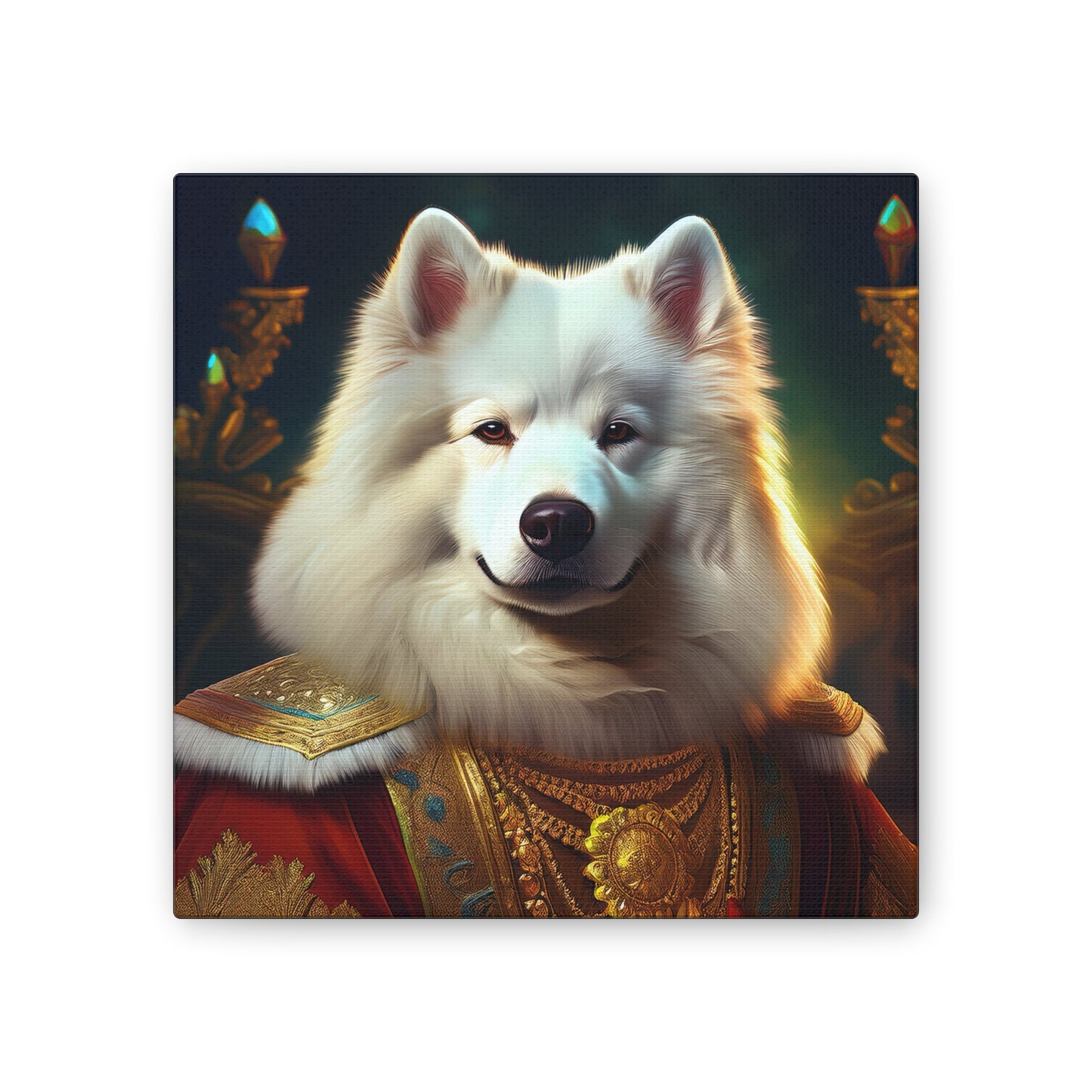 Regal Samoyed Canvas Art, Pet Wall Decor, Dog Portrait, Unique Home Decor, Animal Lover Gift, Noble Canine Wall Art