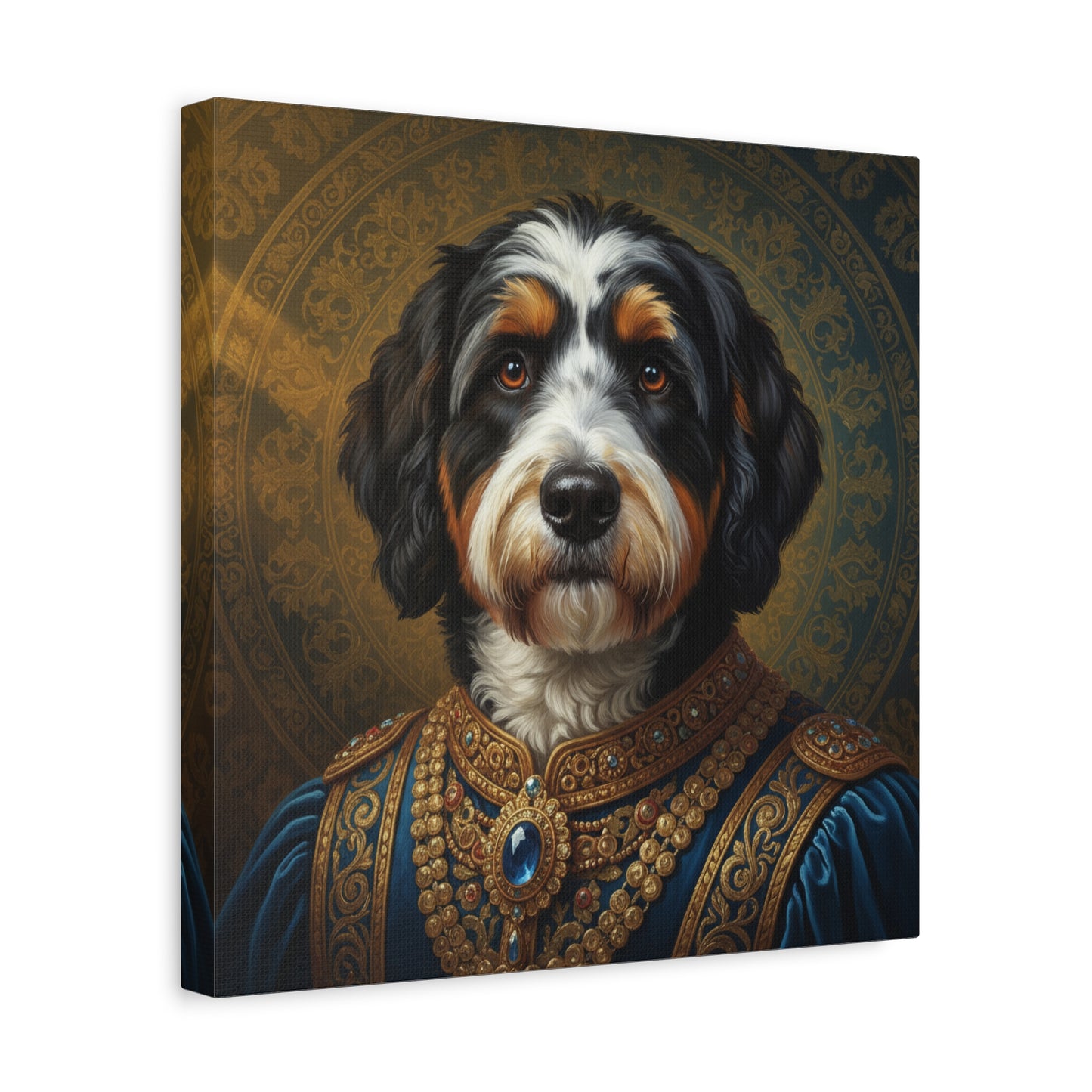 Bernedoodle Renaissance Dog Portrait Canvas Art, Pet Portrait Wall Decor, Animal Lover Gift, Home Decoration, Unique Dog Artwork