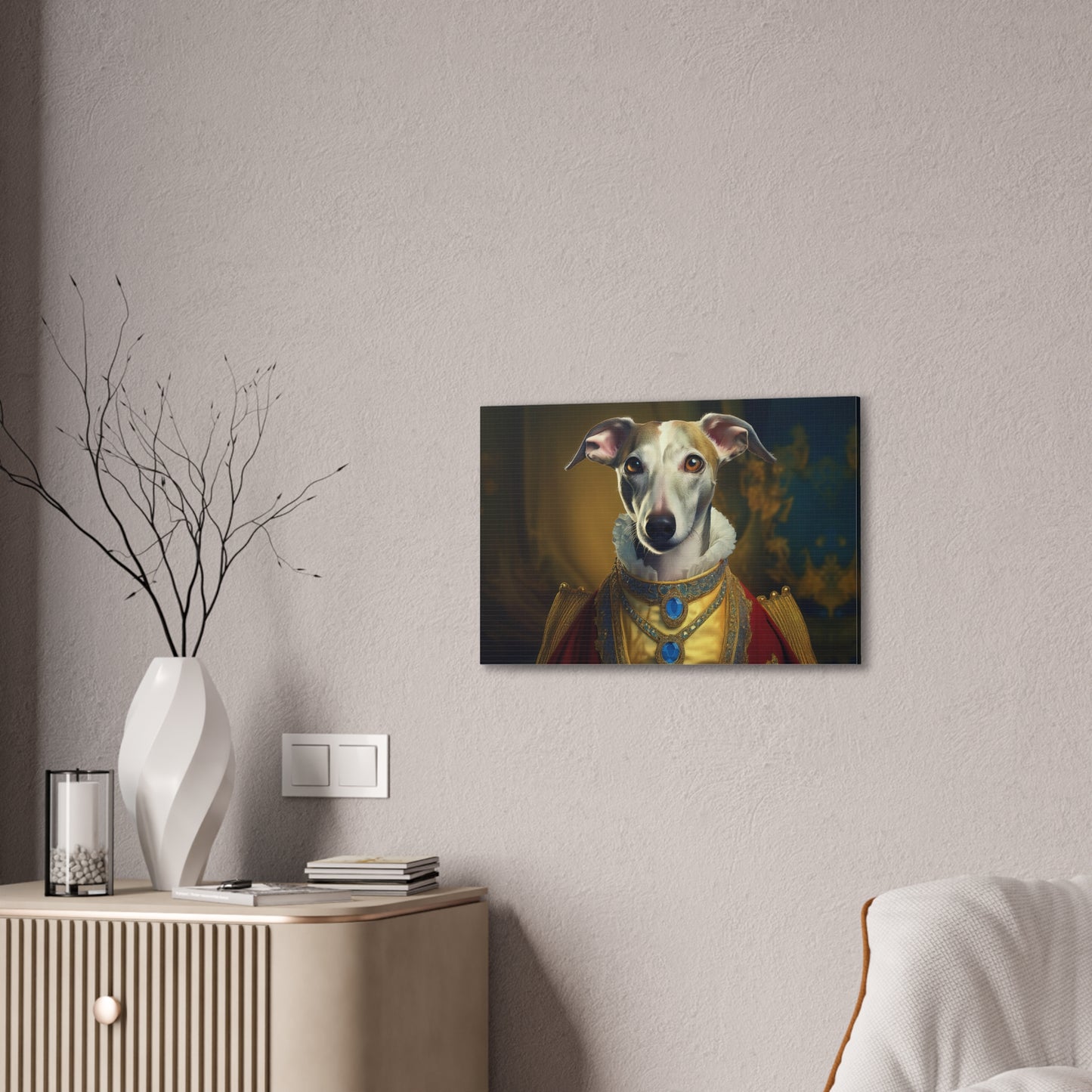 Whippet Pet Portrait Renaissance Print - Canvas, wall art, wall print, dog portrait, dog art
