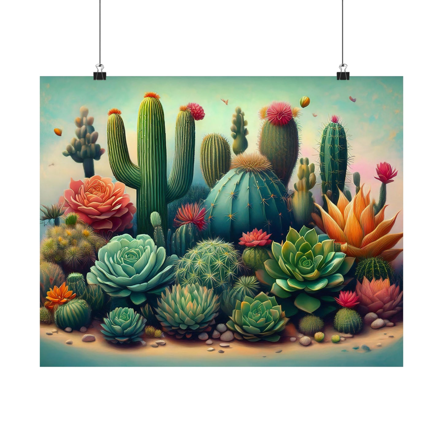 Abstract Cacti and Succulent Desert Garden Color Print | Wall Art | Wall Print