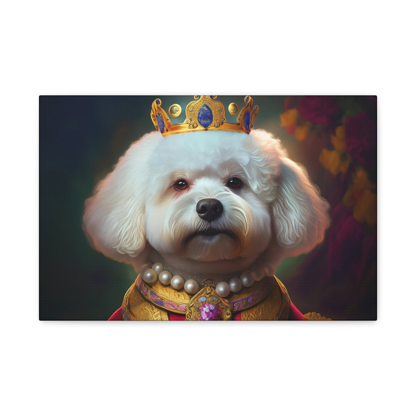 Bichon Frise Renaissance Pet Portrait on Canvas | Wall art | wall print | Dog Art