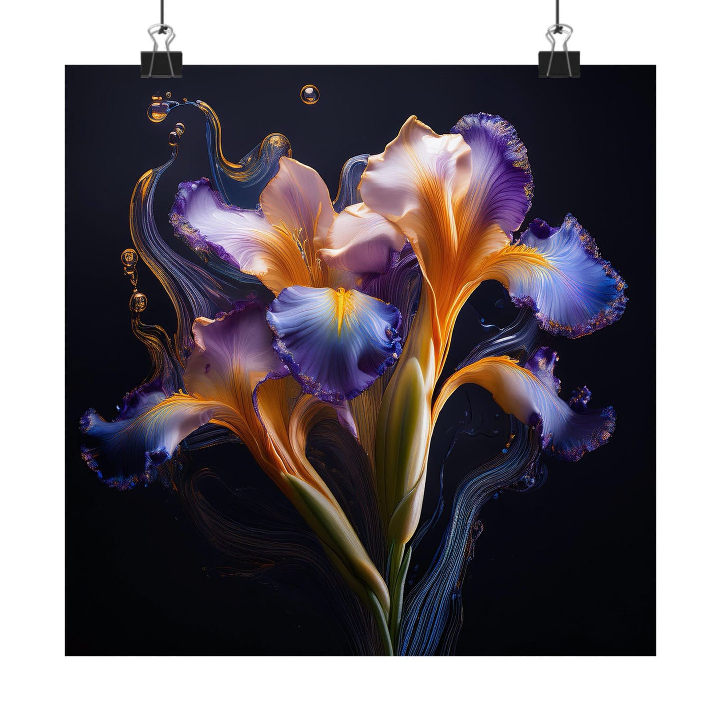 Abstract Square Floral Iris Wall Art Print | Style 3 | Wall Print | Wall Art | Botanical Art