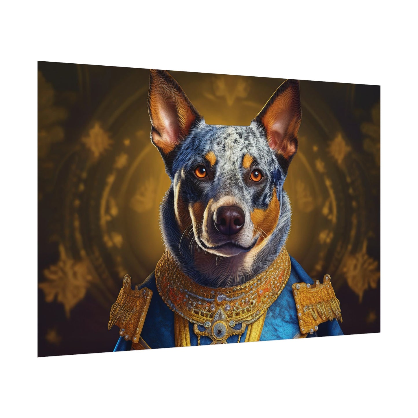 Australian Cattle Dog Renaissance Dog Portrait Wall Art | Art Print | Wall Decor Gift, Animal Lover Home Decor, Dog Wall Art