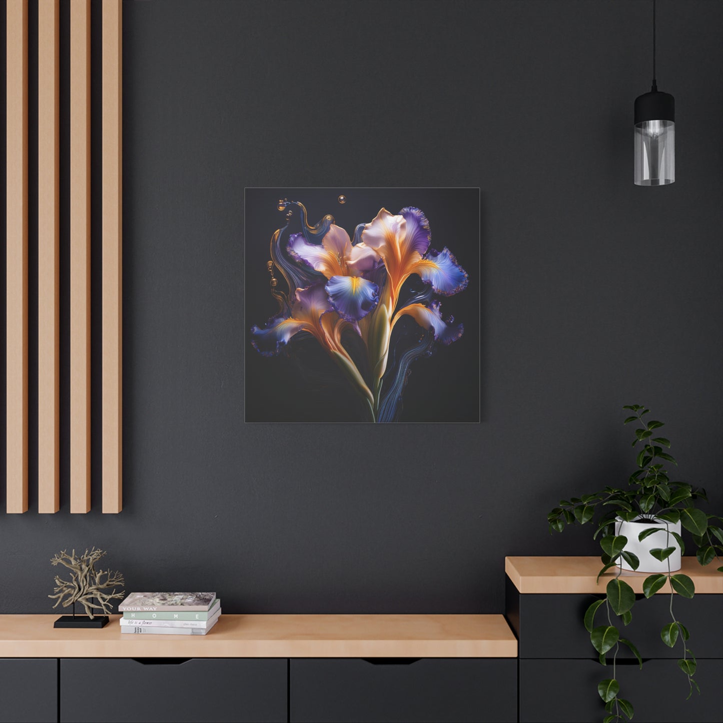 Abstract Iris Floral Square Framed Print, wall art, wall prints, art print