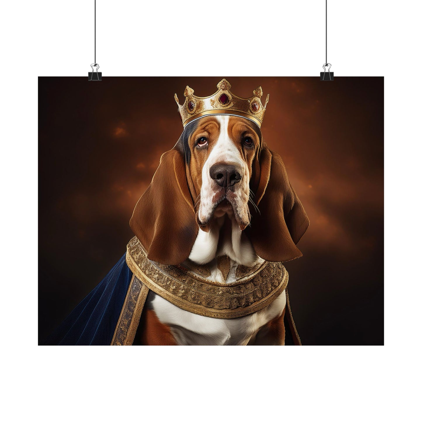 Bassett Hound Renaissance Dog Portrait Art Print, Wall Decor Gift, Animal Lover Home Decor, Dog Wall Art