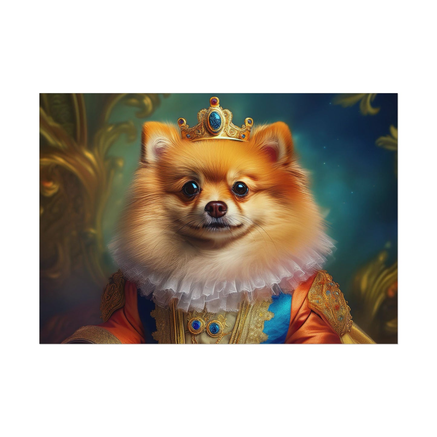 Pomeranian Renaissance Dog Portrait Art Print, Wall Decor Gift, Animal Lover Home Decor, Dog Wall Art
