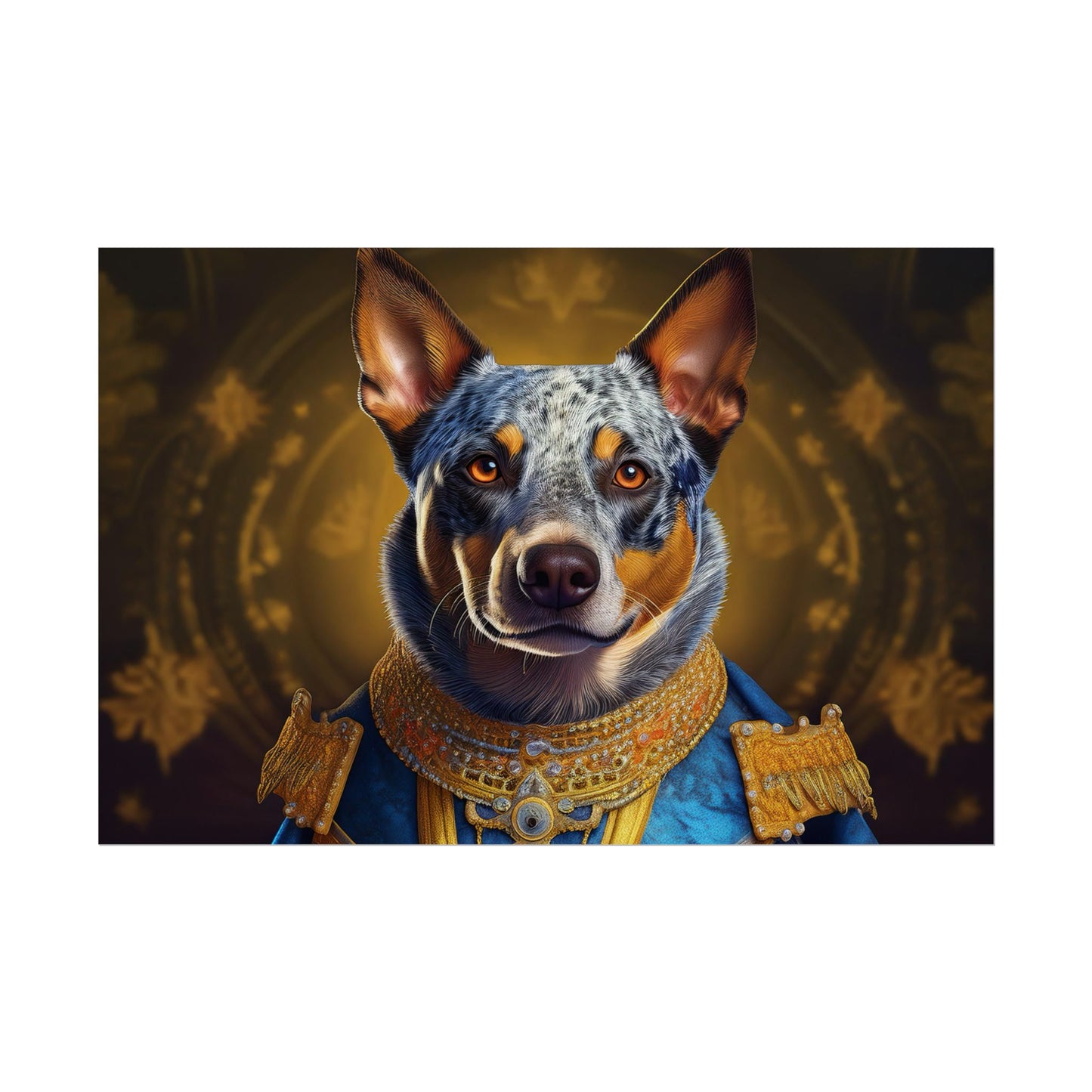 Australian Cattle Dog Renaissance Dog Portrait Wall Art | Art Print | Wall Decor Gift, Animal Lover Home Decor, Dog Wall Art