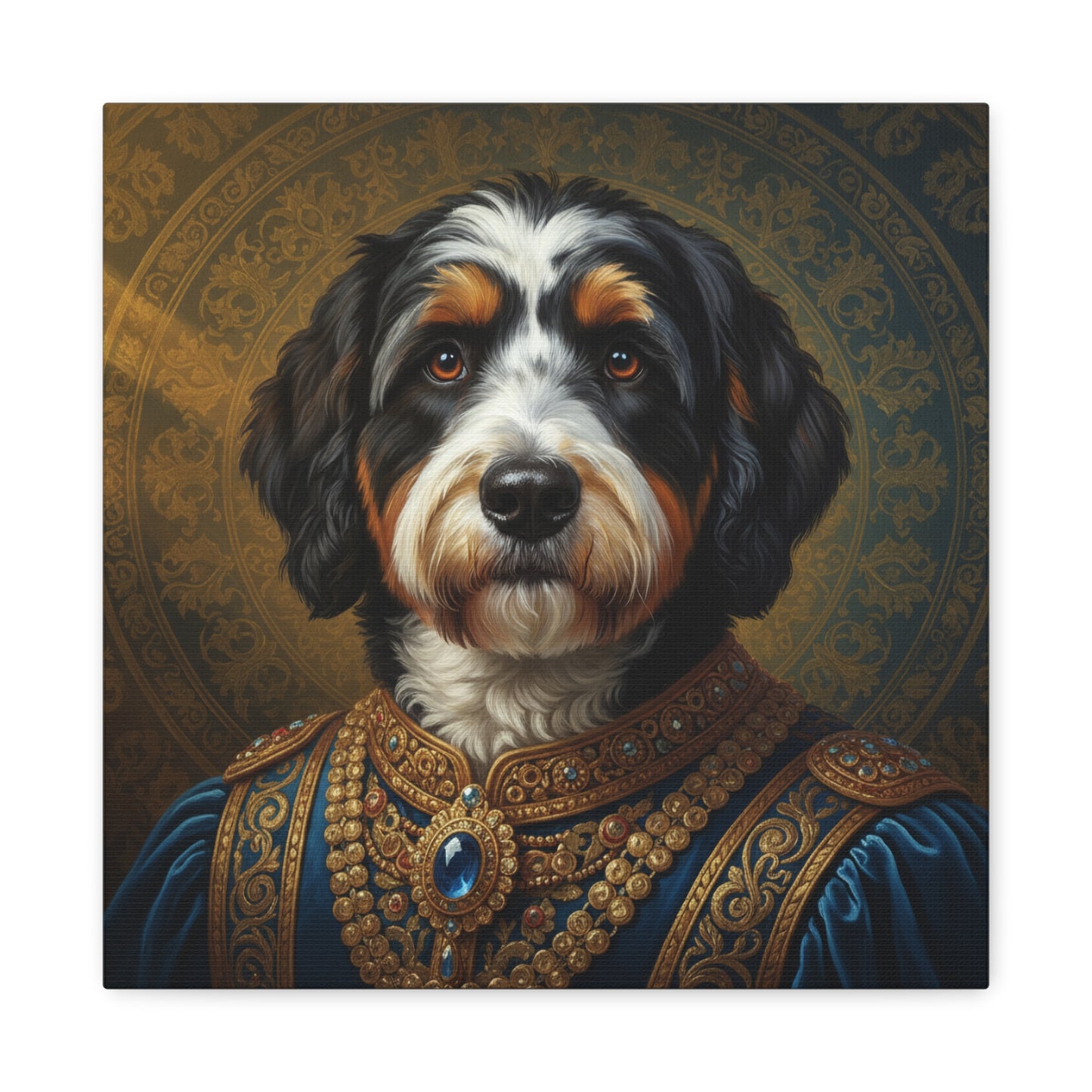 Bernedoodle Renaissance Dog Portrait Canvas Art, Pet Portrait Wall Decor, Animal Lover Gift, Home Decoration, Unique Dog Artwork