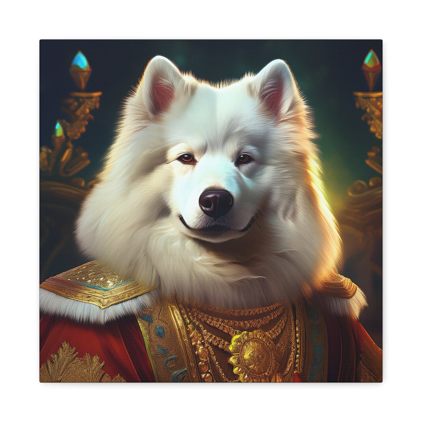 Samoyed Renaissance Pet Portrait on Canvas, wall art, wall print, dog portrait, dog art