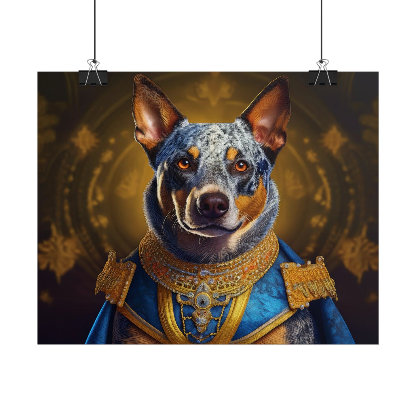 Australian Cattle Dog Renaissance Dog Portrait Wall Art | Art Print | Wall Decor Gift, Animal Lover Home Decor, Dog Wall Art