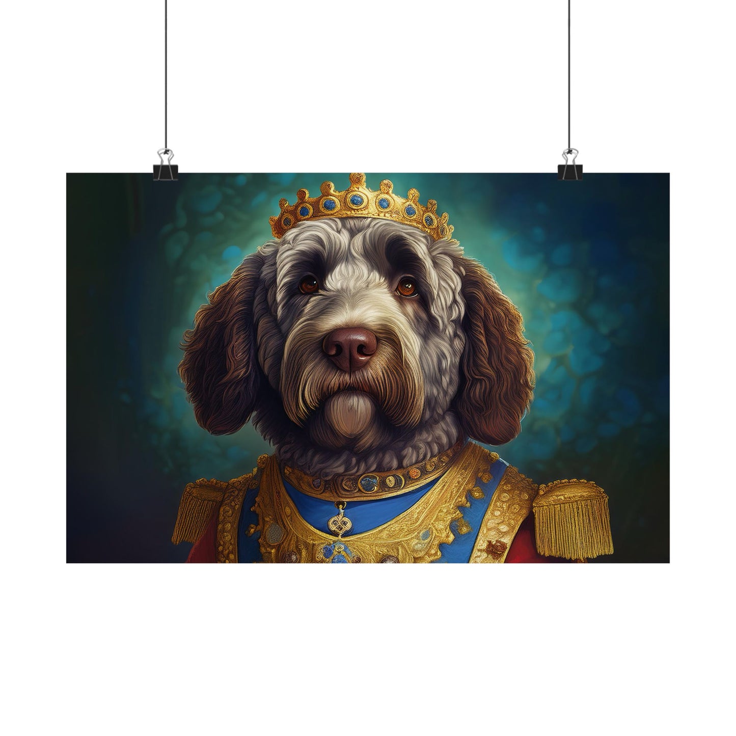 Portuguese Water Dog Renaissance Portrait Art Print, Wall Decor Gift, Animal Lover Home Decor, Dog Wall Art