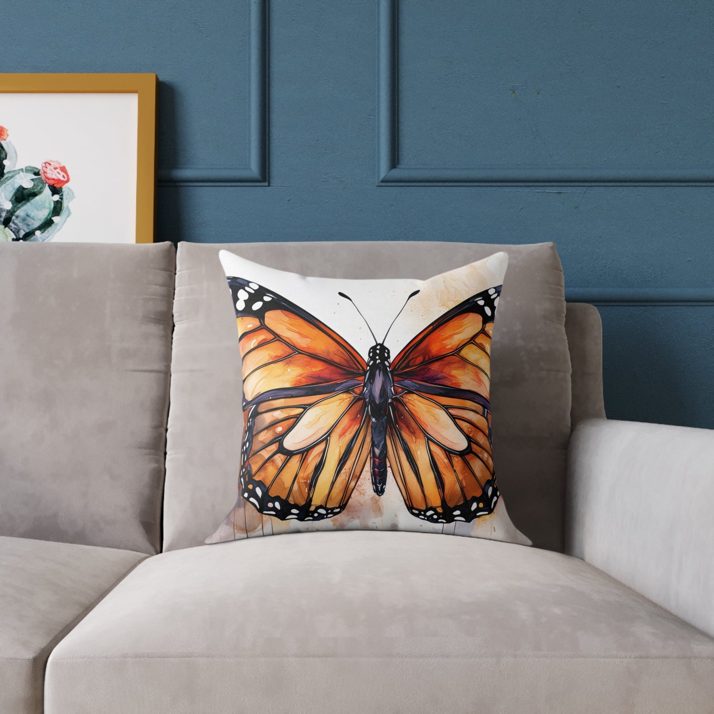 Butterfly Canvas Pillow, Monarch Butterfly Home Decor, Nature-Themed Cushion, Gift for Nature Lovers, Autumn Accent Pillow