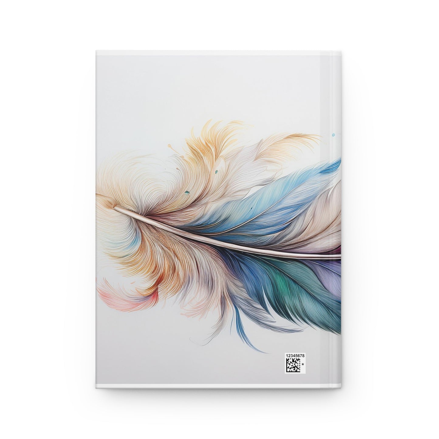 Watercolor Rainbow Feather Hardcover Journal (Style 4), Writing Notebook, Diary, Sketchbook, Dream Journal