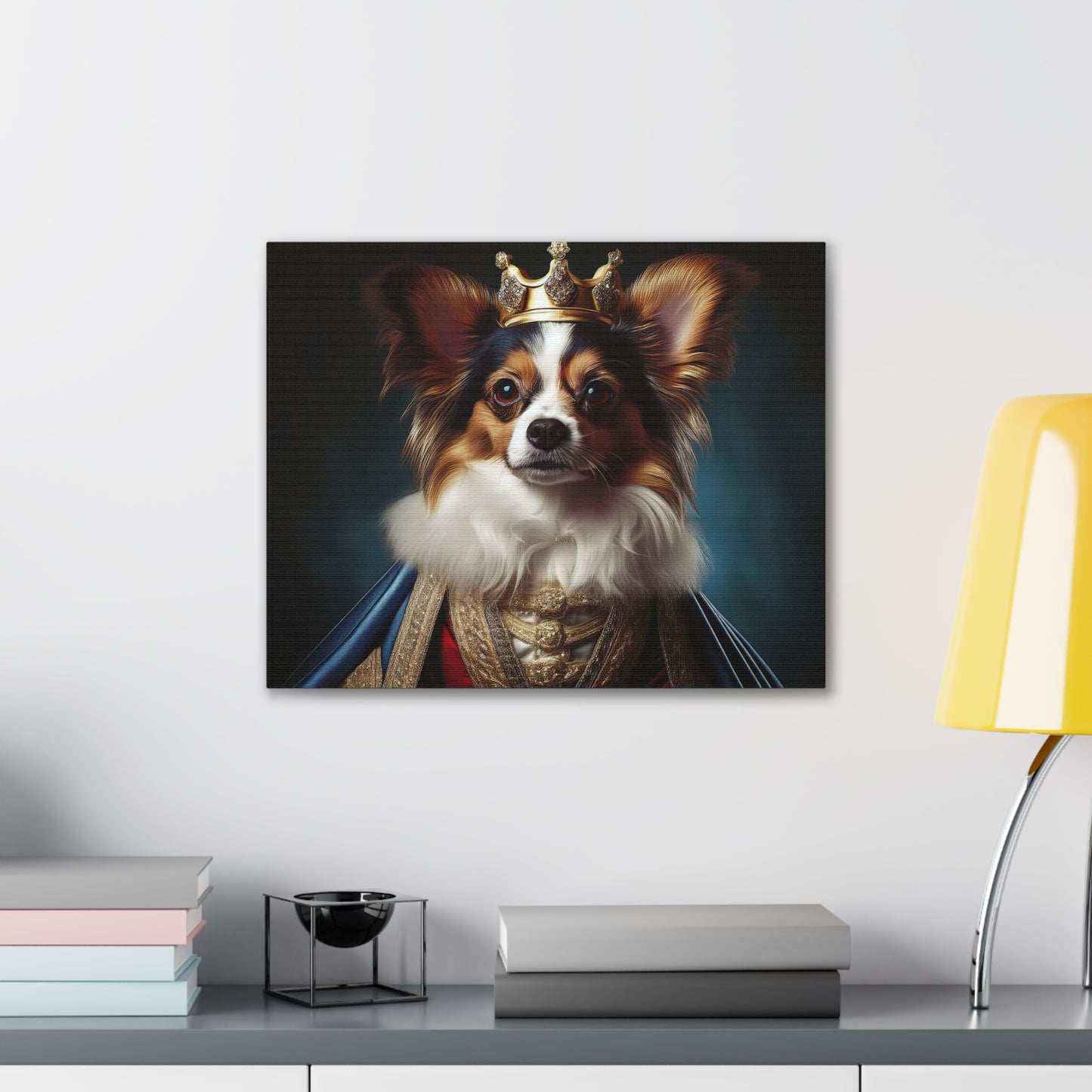 Papillon Pet Portrait Renaissance on Canvas, wall art, wall print, dog portrait, dog art