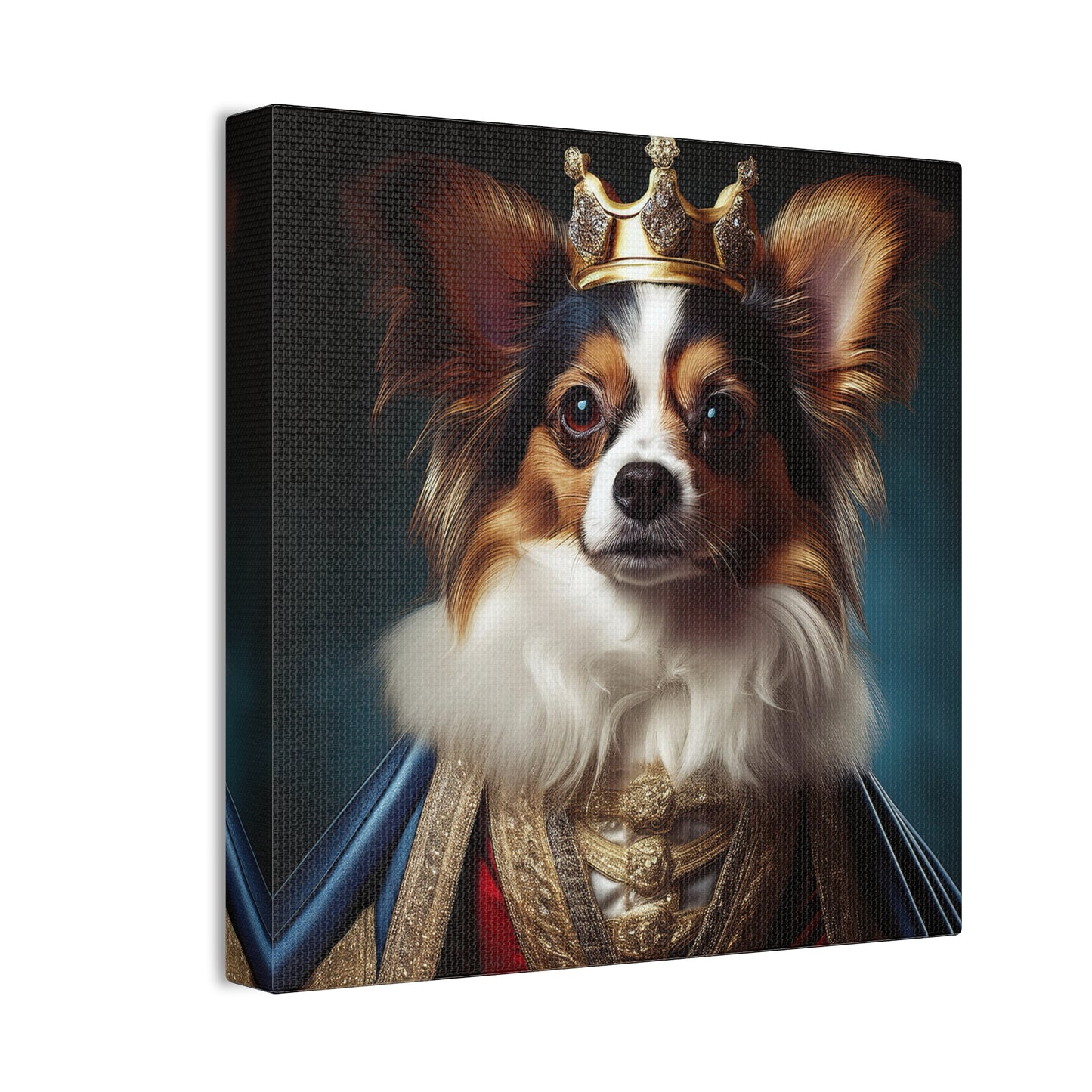 Papillon Pet Portrait Renaissance on Canvas, wall art, wall print, dog portrait, dog art