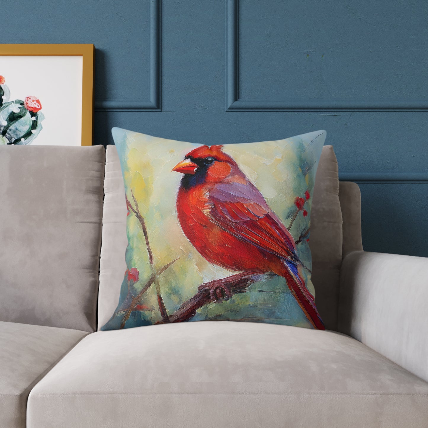 Vibrant Red Cardinal Pillow, Nature Decor, Home Accent, Gift for Bird Lovers, Cozy Living Room Cushion