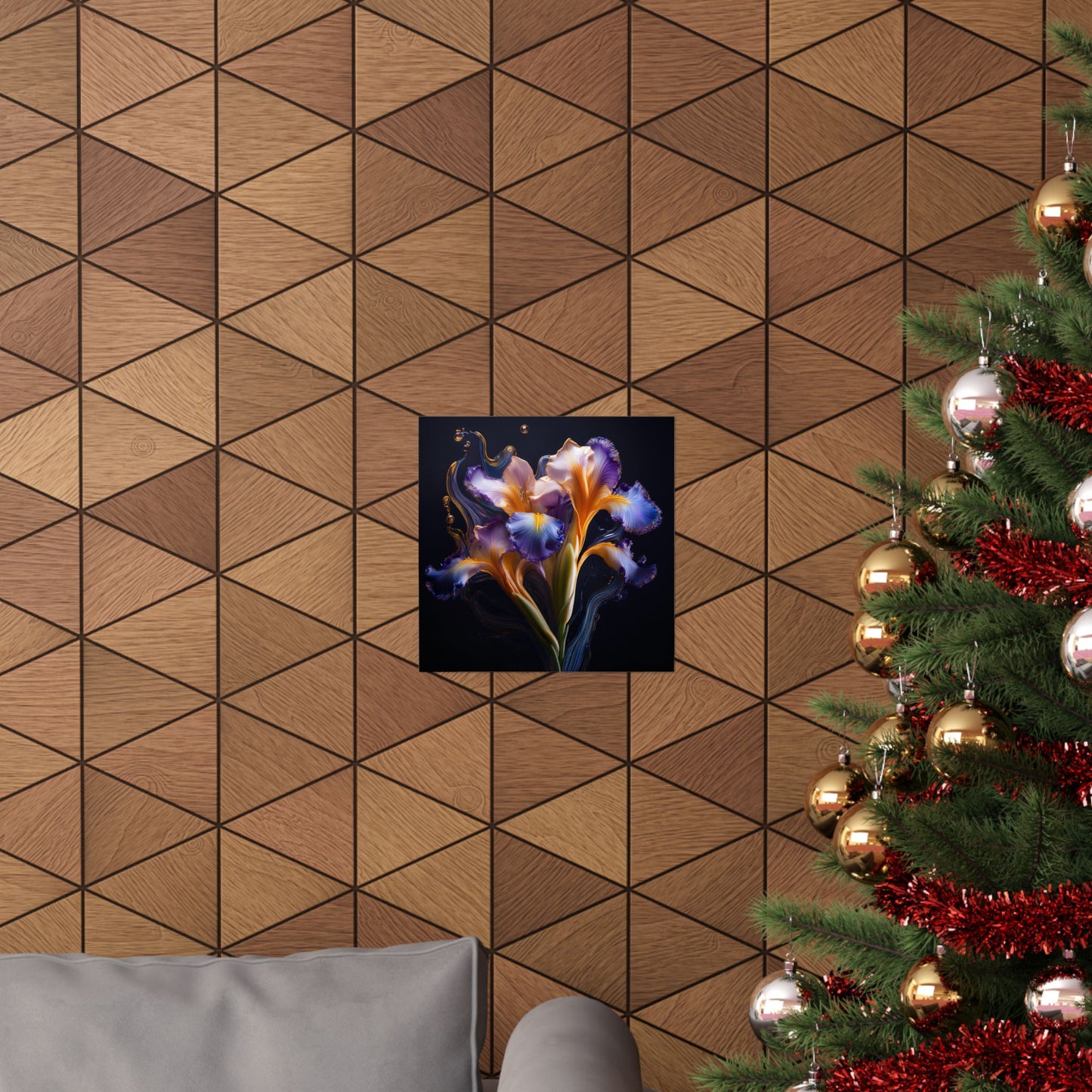 Abstract Square Floral Iris Wall Art Print | Style 3 | Wall Print | Wall Art | Botanical Art
