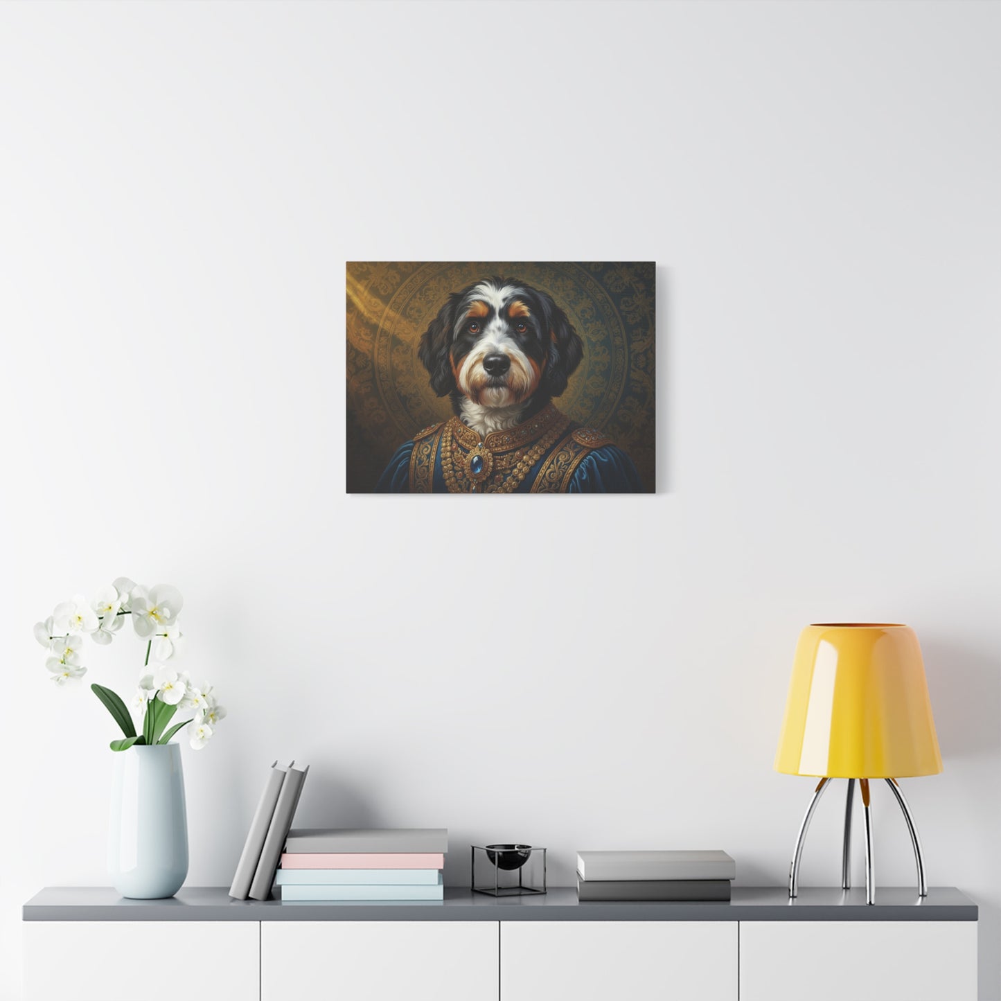 Bernedoodle Renaissance Dog Portrait Canvas Art, Pet Portrait Wall Decor, Animal Lover Gift, Home Decoration, Unique Dog Artwork