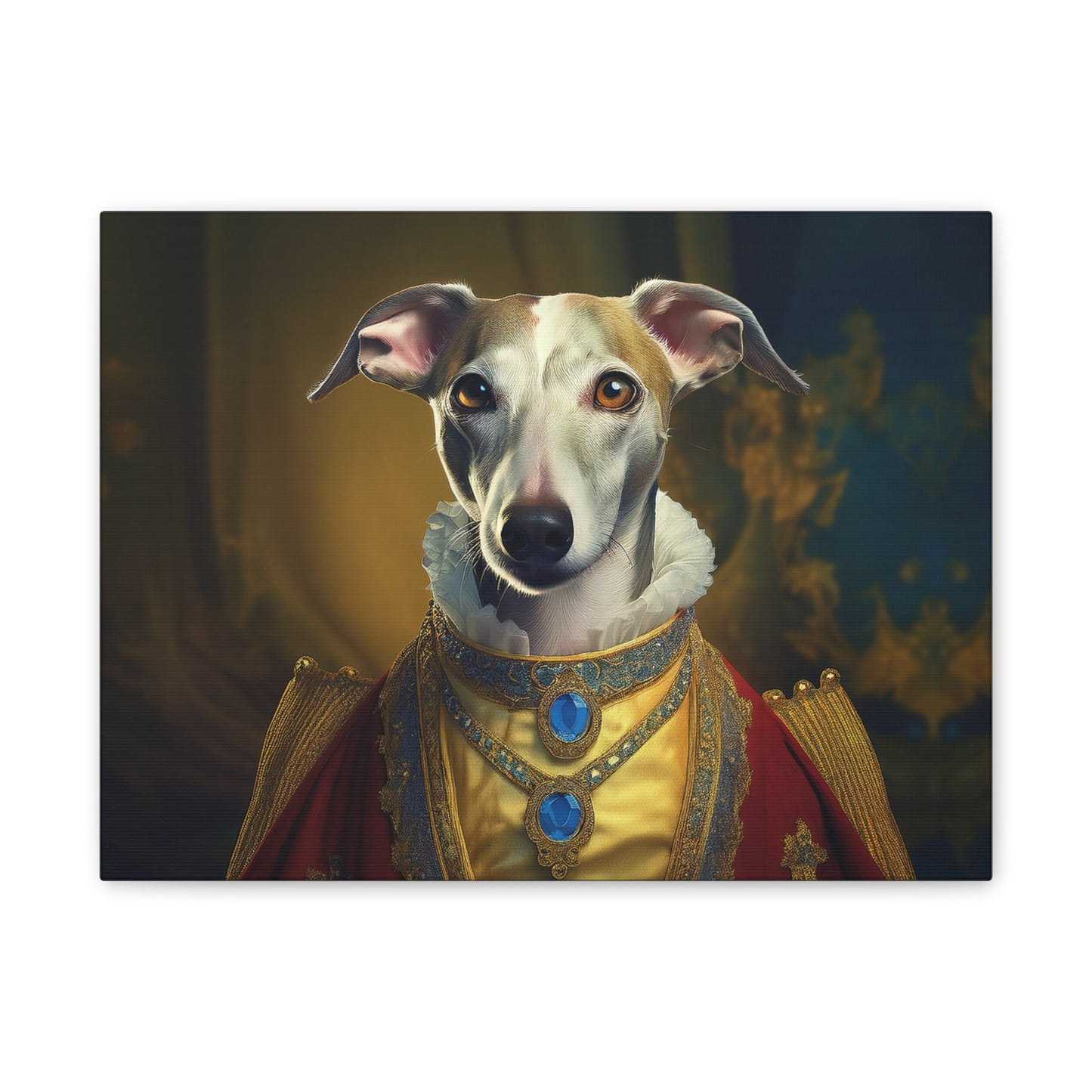 Whippet Pet Portrait Renaissance Print - Canvas, wall art, wall print, dog portrait, dog art