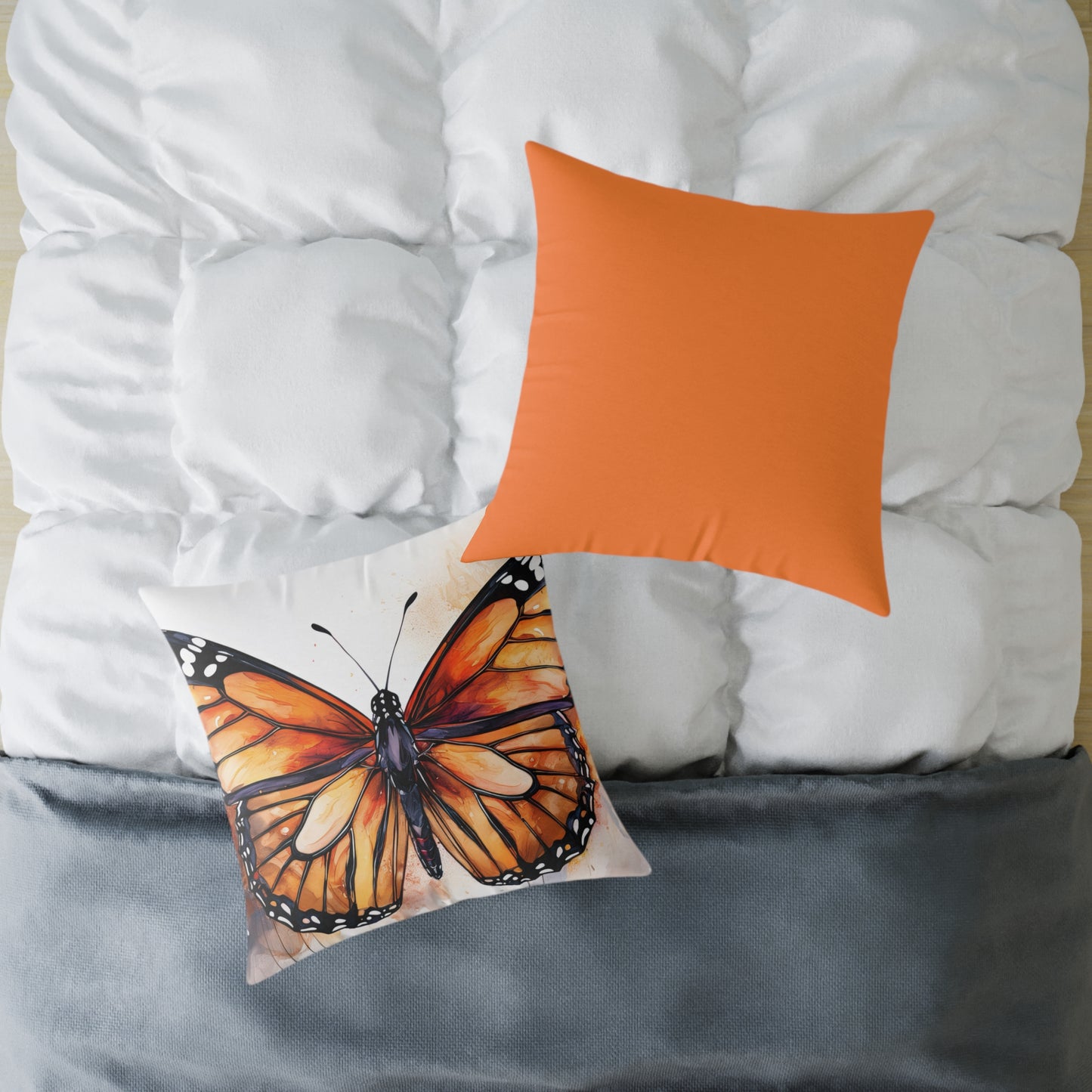 Butterfly Canvas Pillow, Monarch Butterfly Home Decor, Nature-Themed Cushion, Gift for Nature Lovers, Autumn Accent Pillow