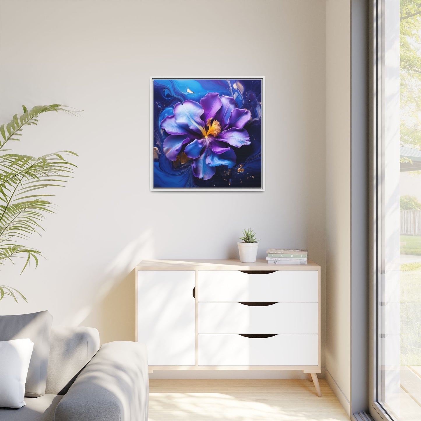 Abstract Iris Floral Square Framed Print - 02