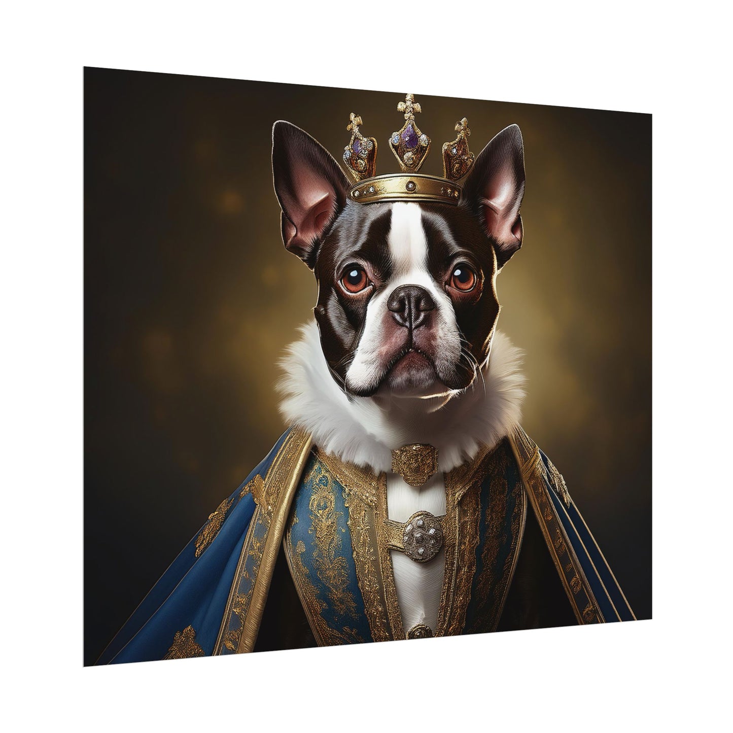 Boston Terrier Renaissance Dog Portrait Art Print, Wall Decor Gift, Animal Lover Home Decor, Dog Wall Art