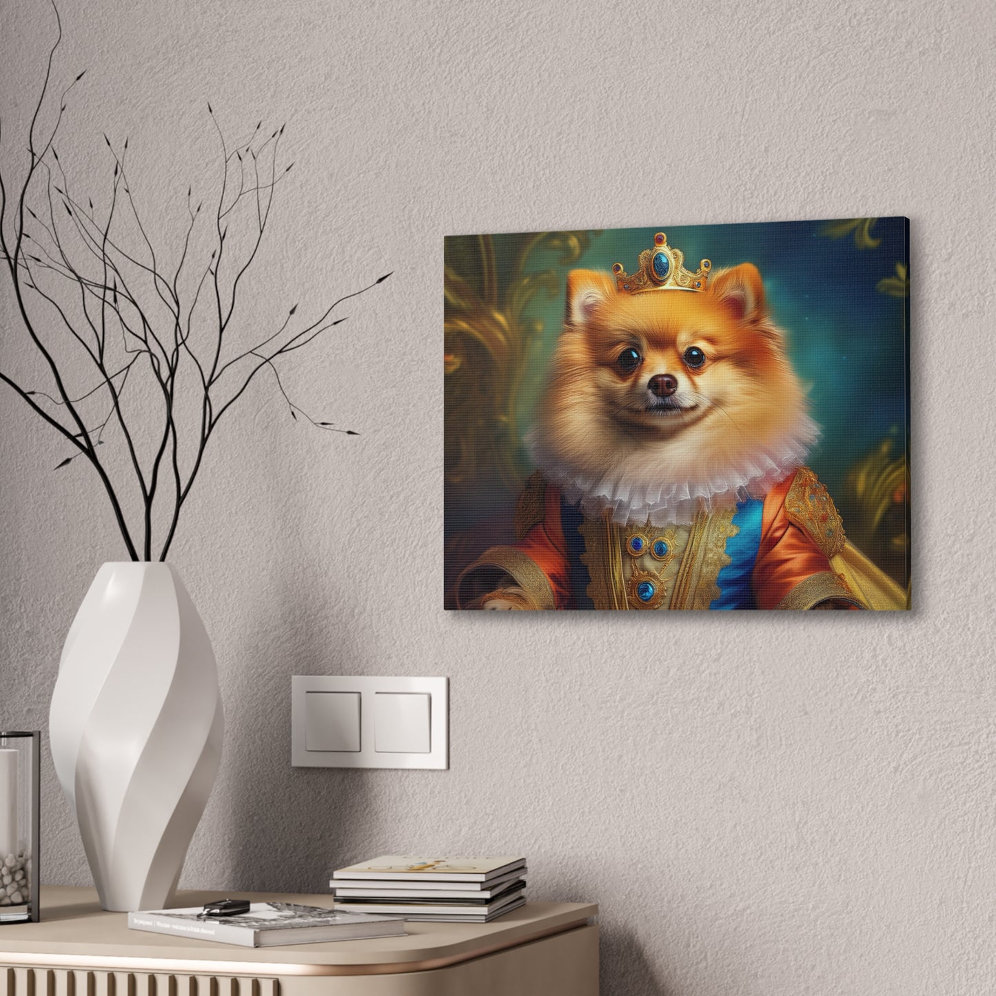 Pomeranian Renaissance Pet Portrait Canvas Print